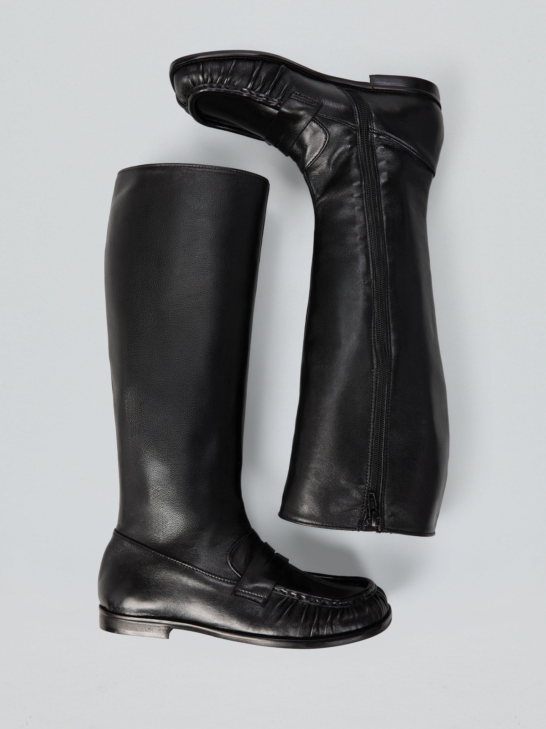 Ovyè Stivali con tacco pelle neri mocassino 2 cm