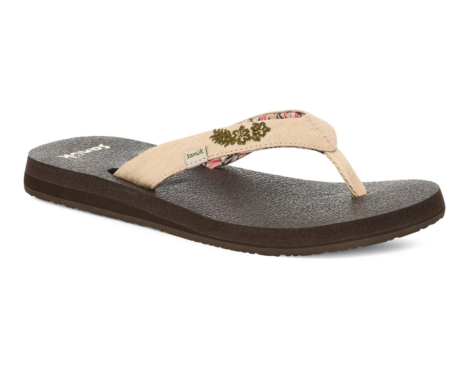 Sanuk Yoga Paradise II Sandali Nero Ricamo Floreale