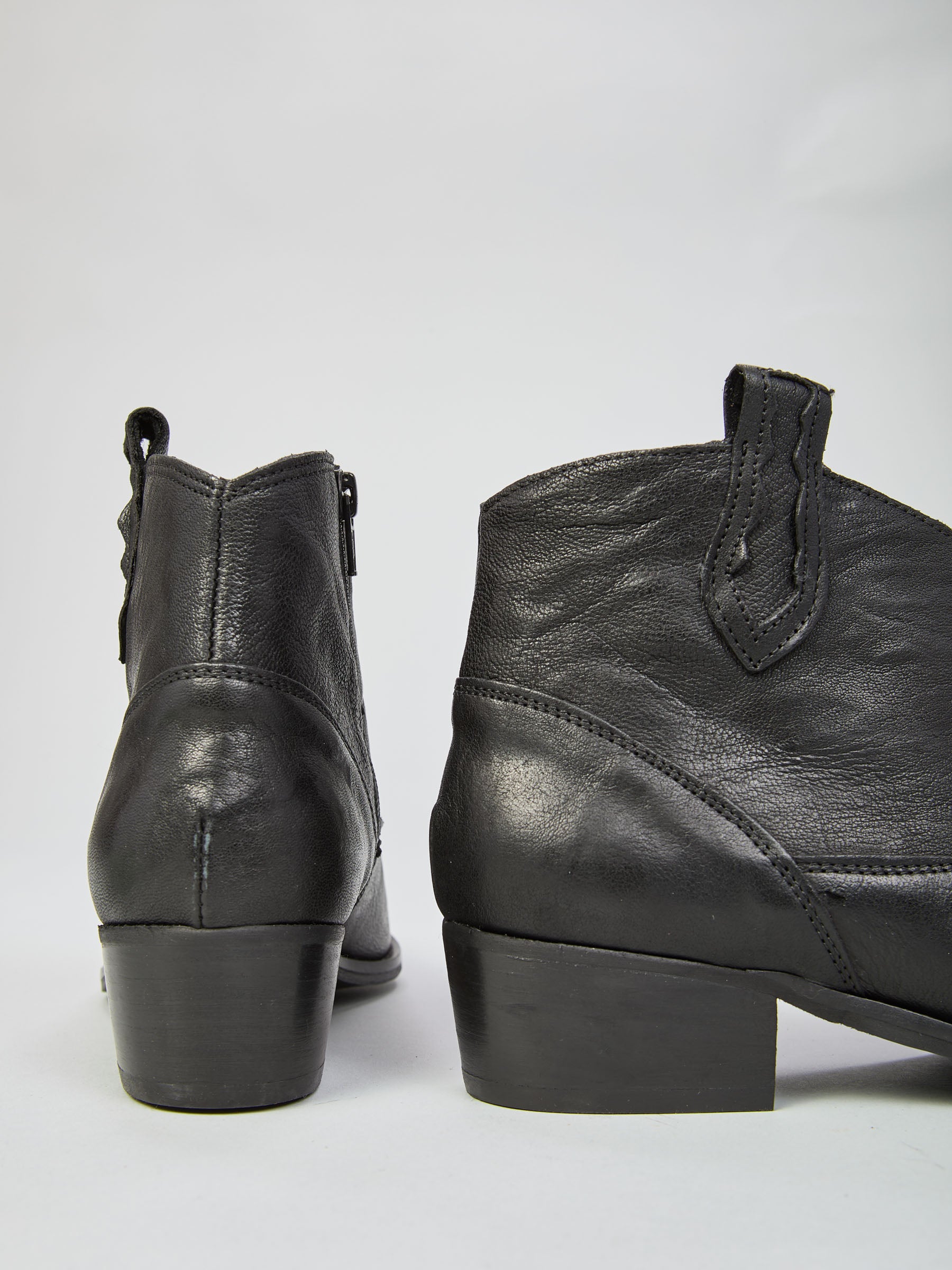 Ovyè Texanini Pelle Neri Tacco 4 cm Taglia 38