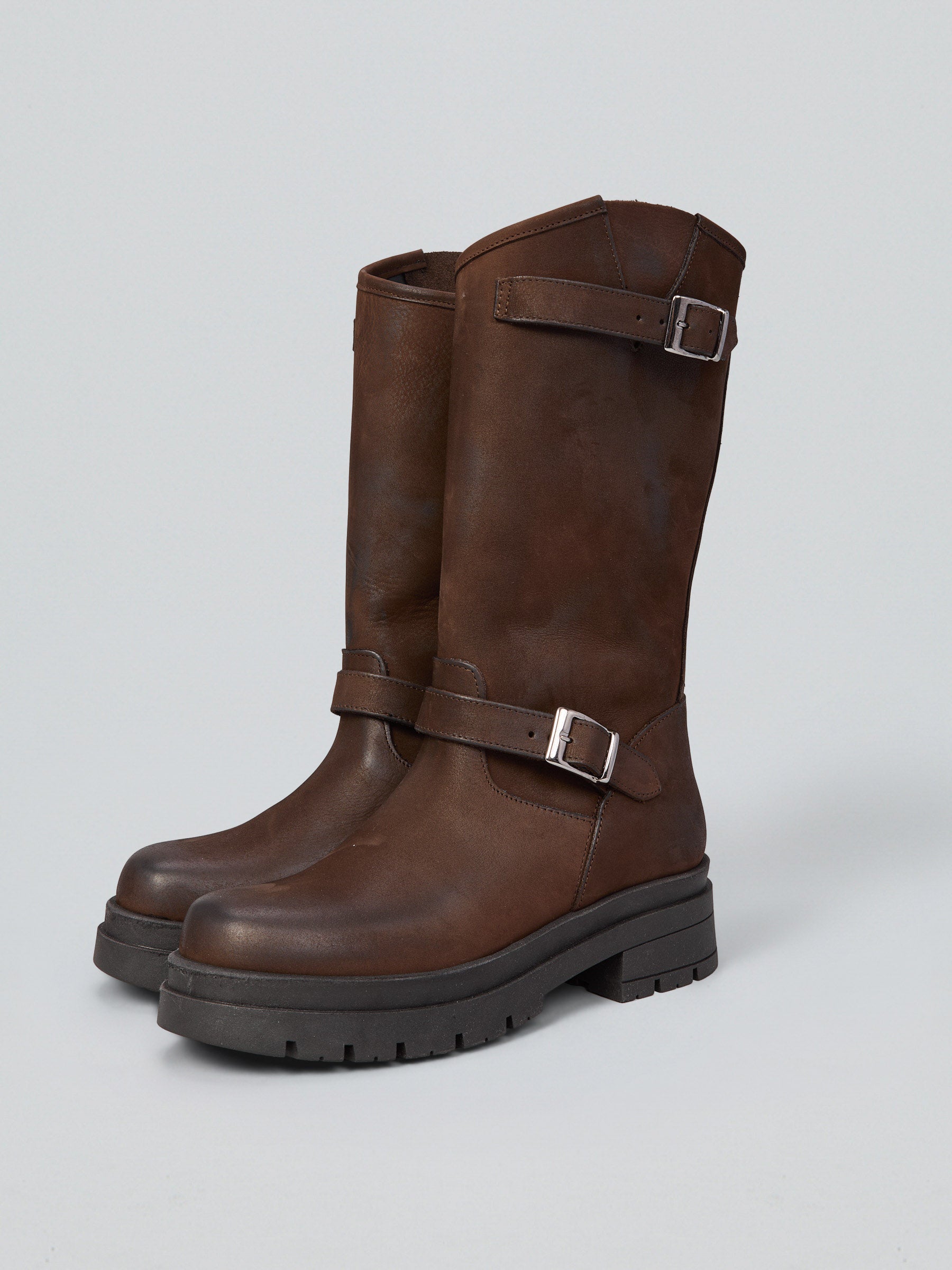 Ovyè Biker pelle nabuk moro tacco 4 cm carrarmato