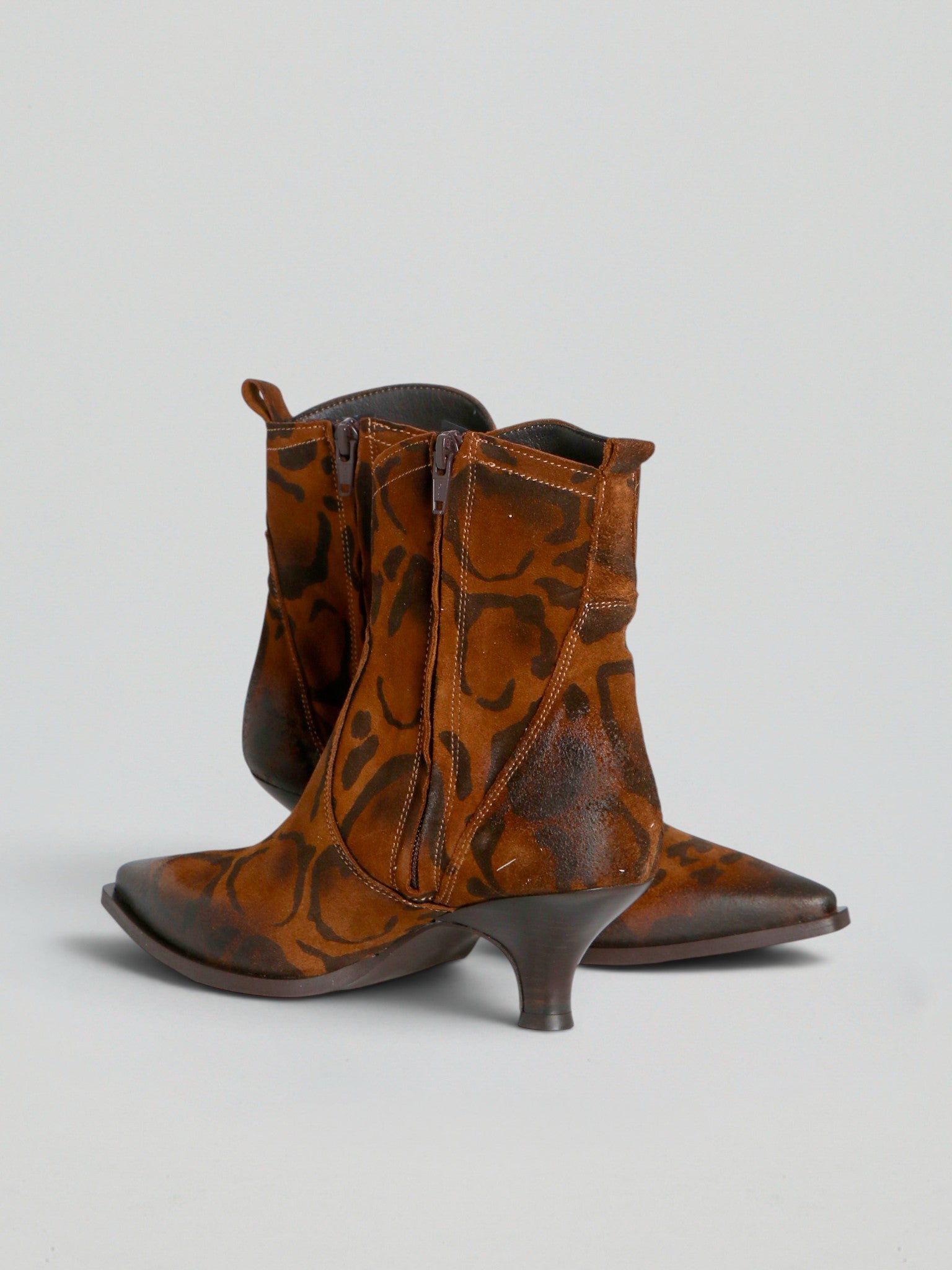Ovyè Tronchetti tacco camoscio ankle boots cognac tacco 6