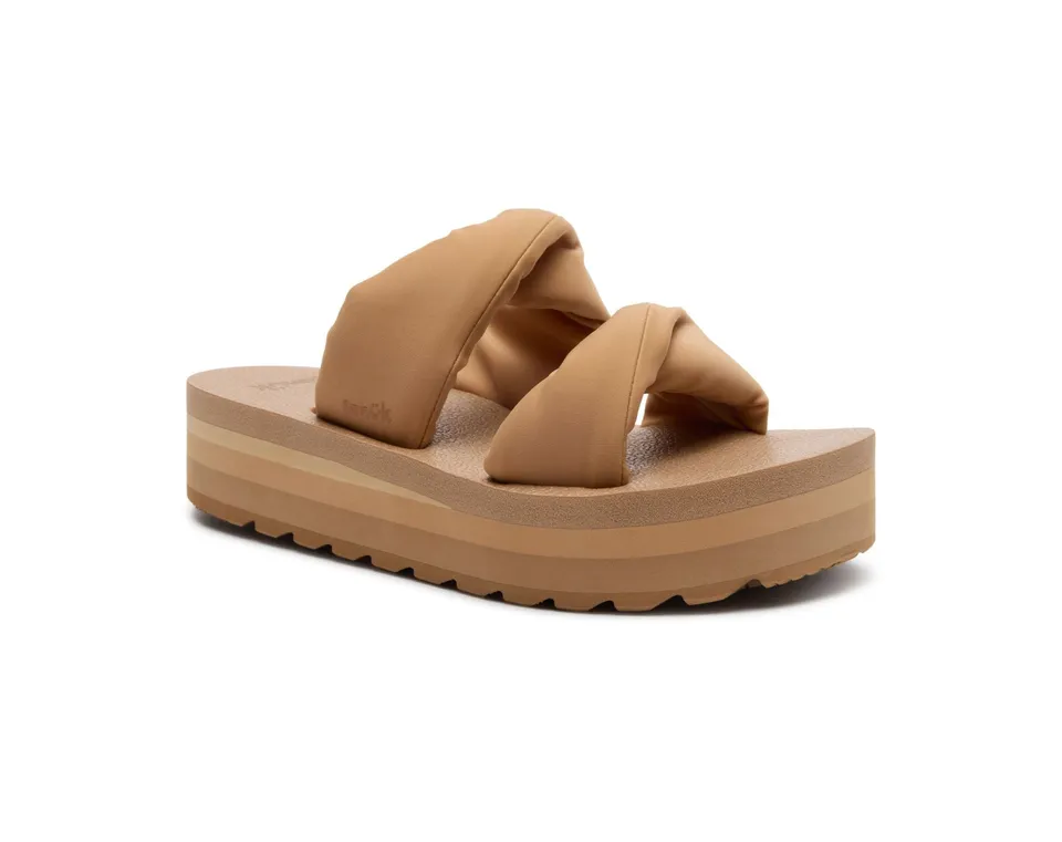 Sanuk Yoga Twist-N-Slide sandali donna Tan platform