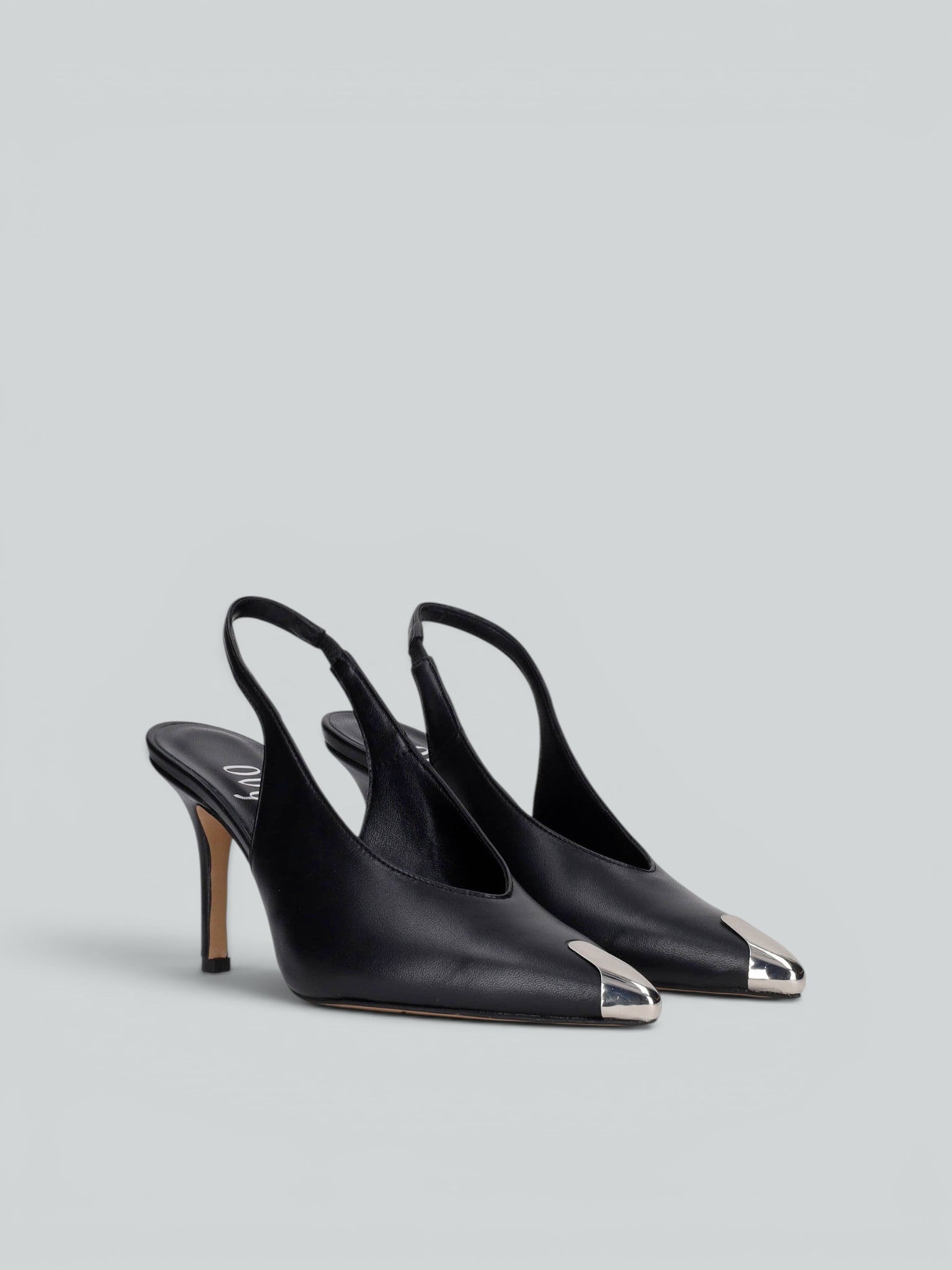 Ovyè Slingback in pelle slingback nero tacco 8 cm
