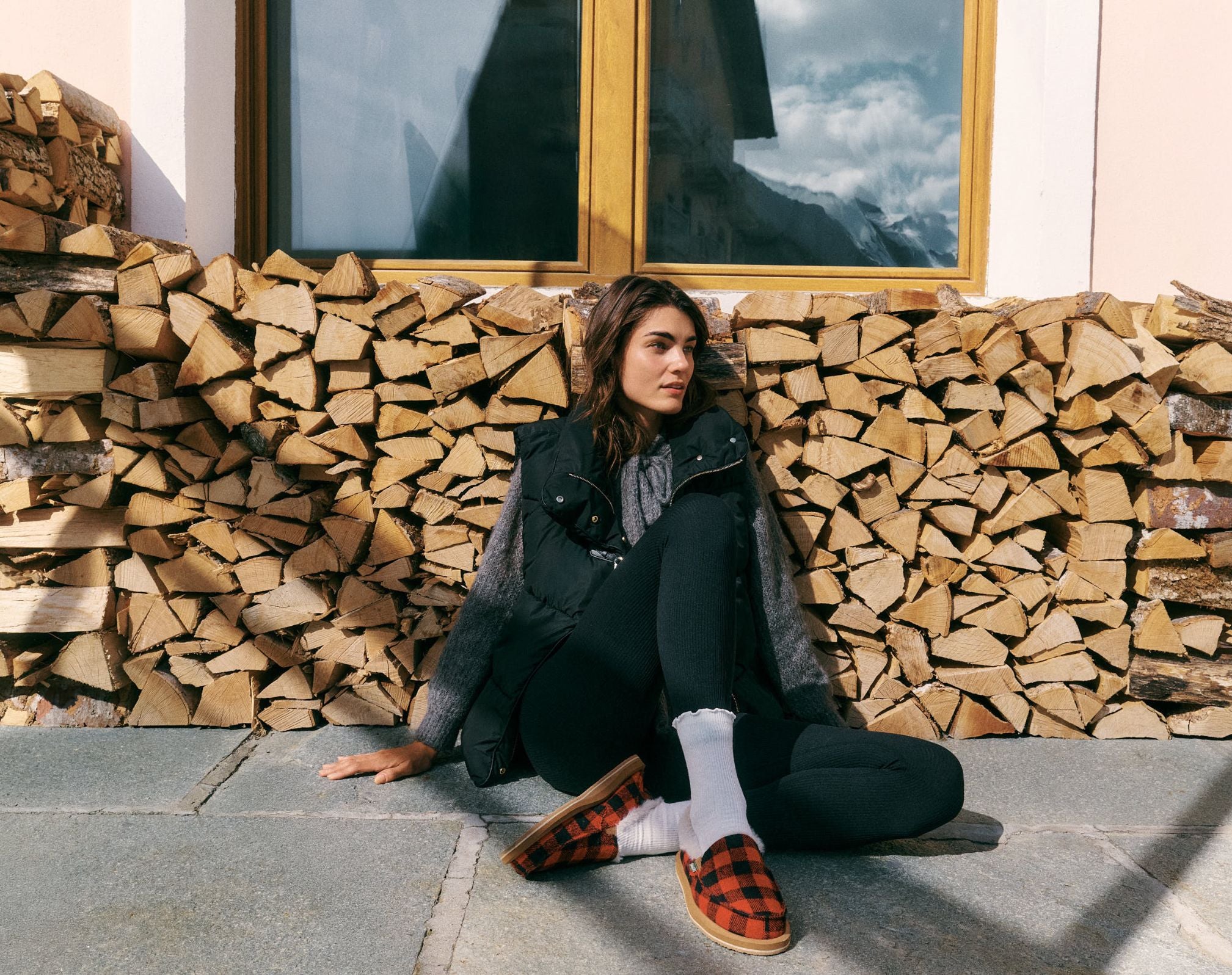 Sanuk Donna Plaid Buffalo Chill slip-on rosse flanella