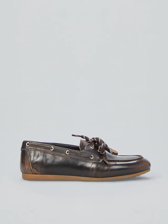 Ovyè Mocassini in pelle modello barca scarpe tacco 1 cm