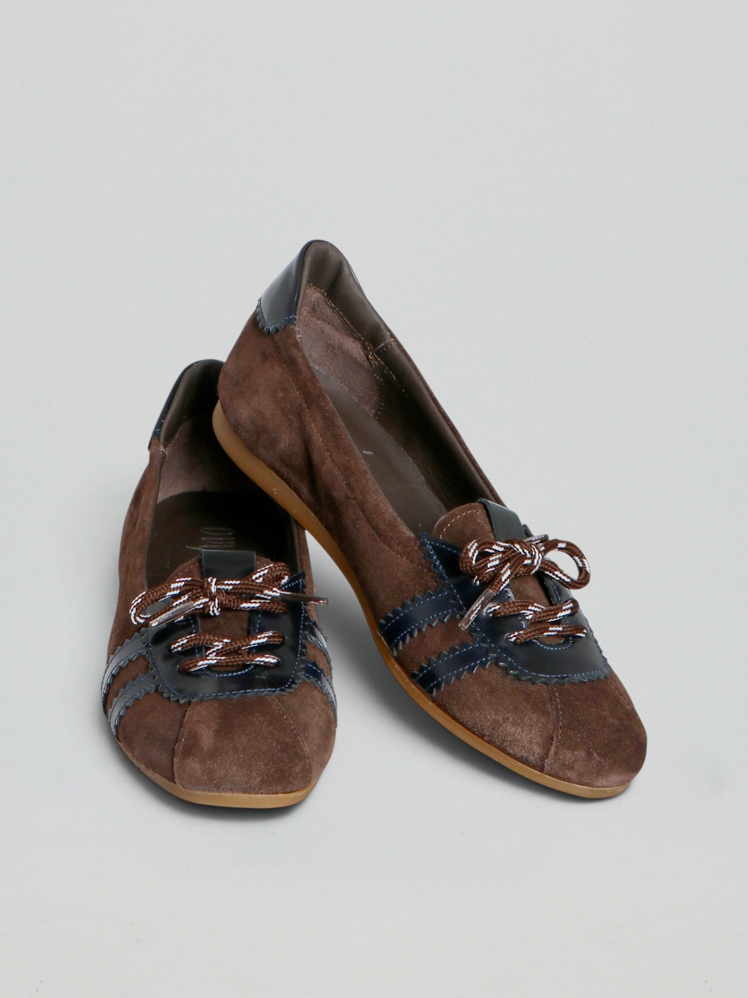 Ovyè Ballerine camoscio ballerine moro-blu tacco 1 cm
