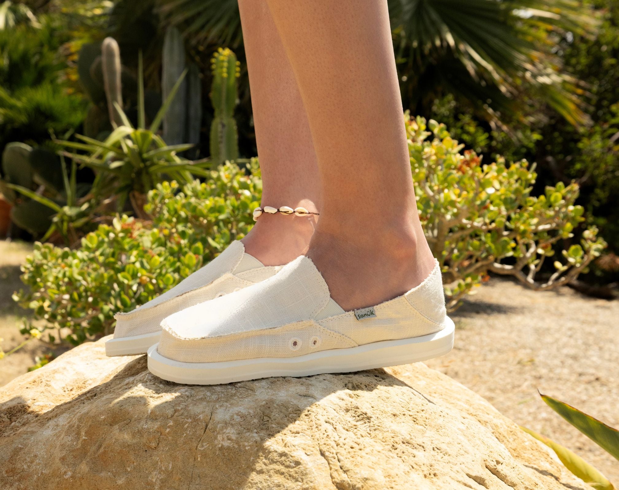 Sanuk Donna Hemp slip on donna bianche in canapa