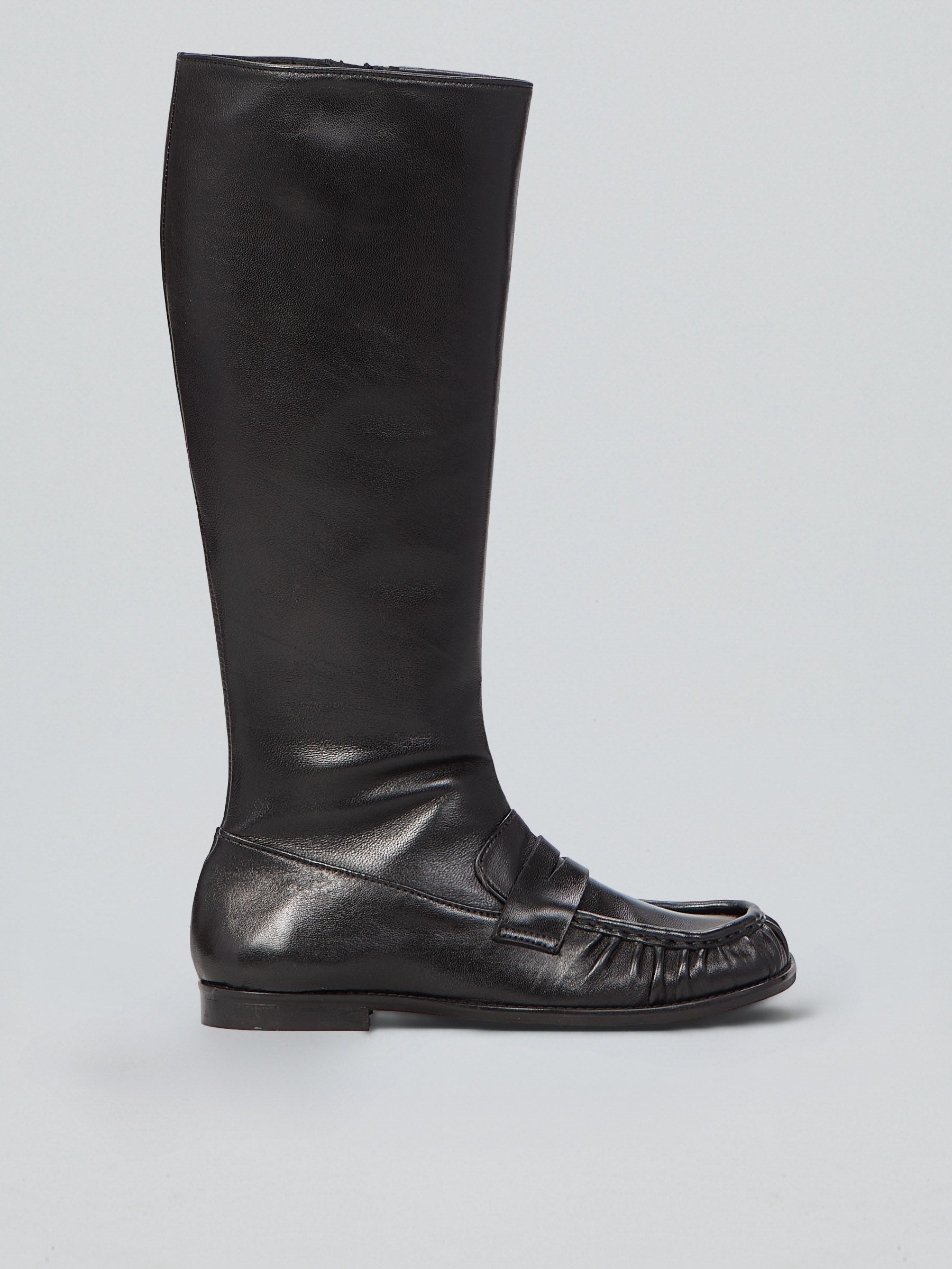 Ovyè Stivali con tacco pelle neri mocassino 2 cm