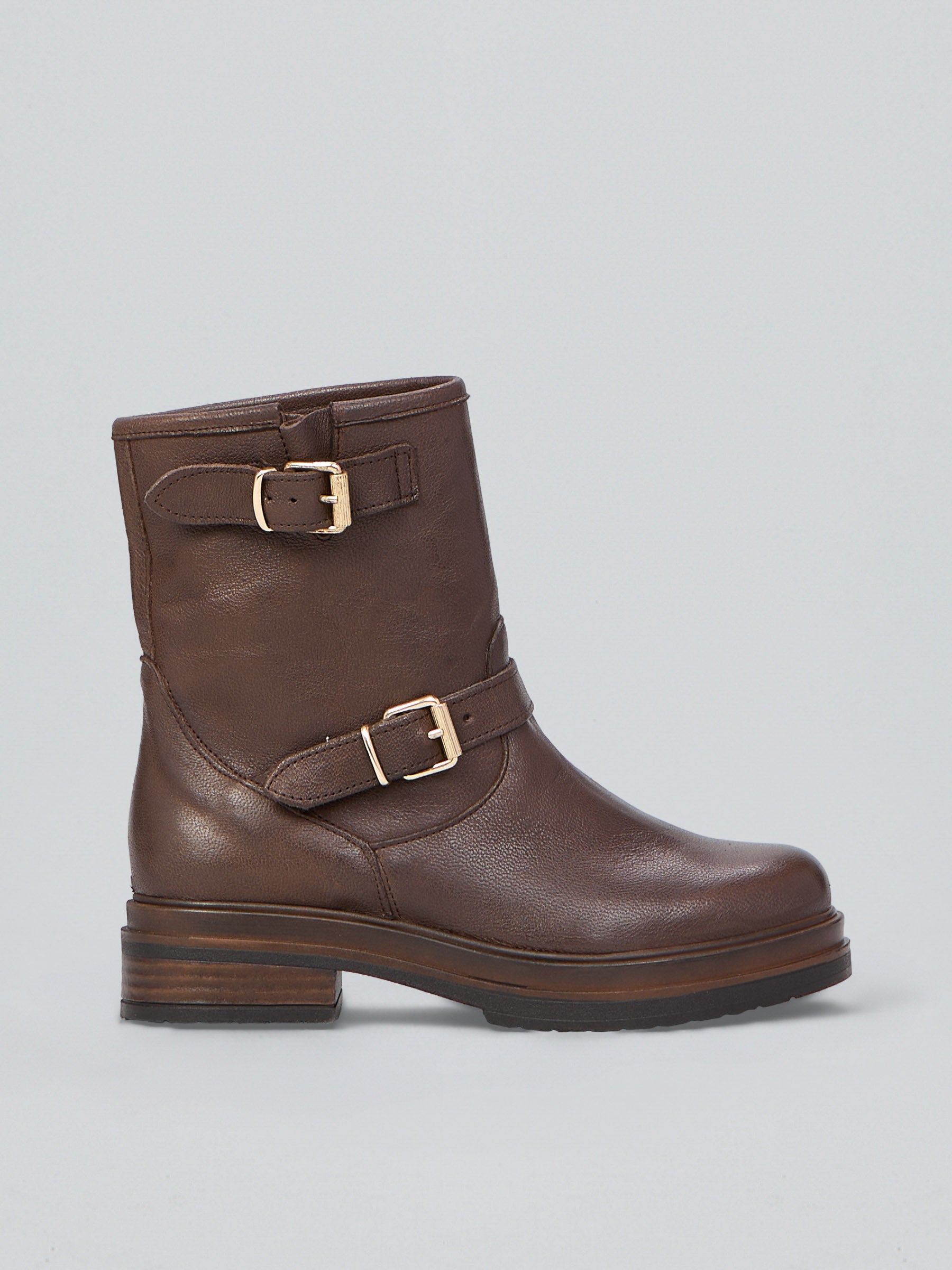 Ovyè Stivali con tacco stivaletti pelle cioccolato 3 cm
