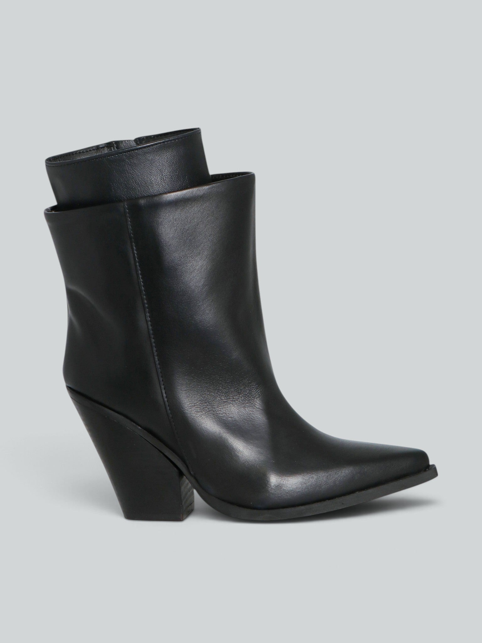 Ovyè Texani pelle neri tacco 10 cm cerniera
