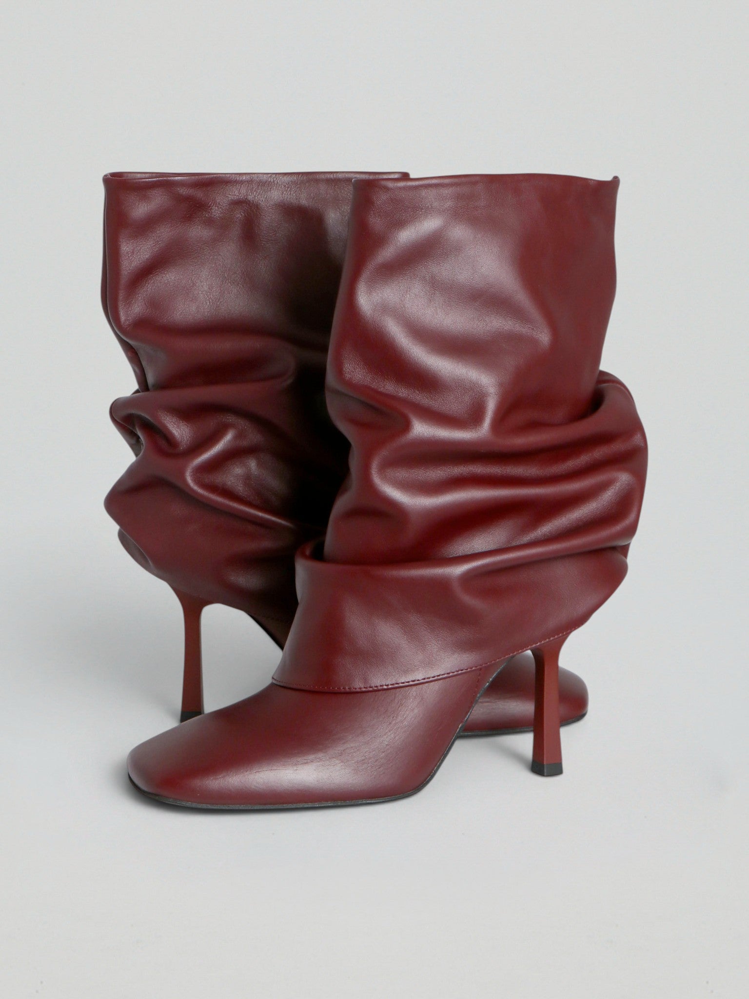 Ovyè Tronchetti con tacco pelle bordeaux 10 cm