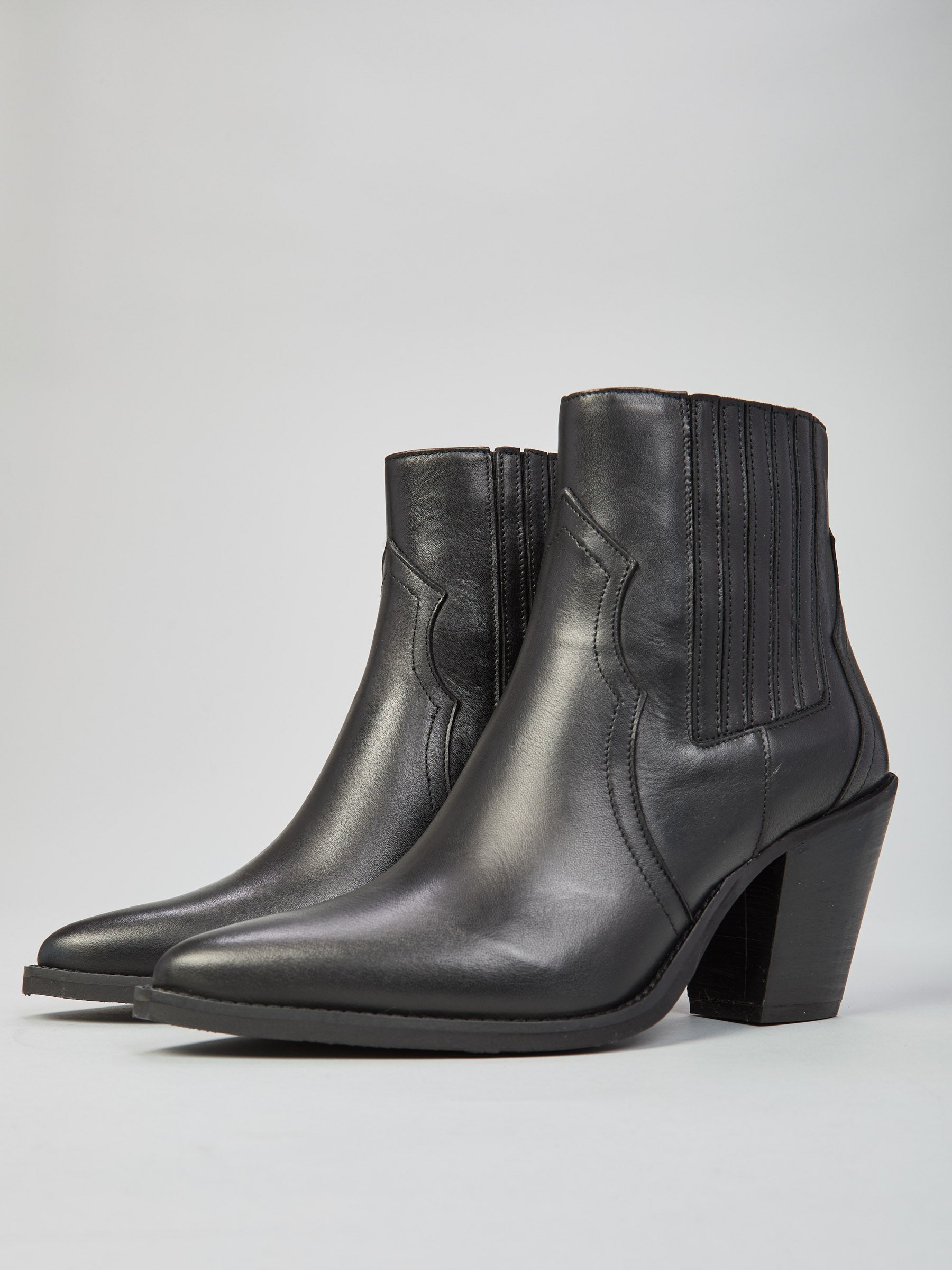 Ovyè Texanini pelle nero western tronchetti taglia 38