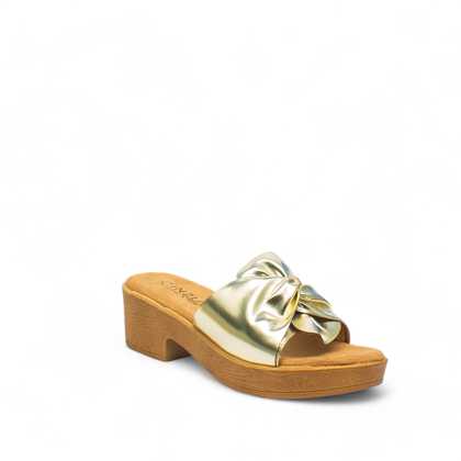 Cinzia Soft Pantofole Donna Tessuto Argento Fondo Gomma