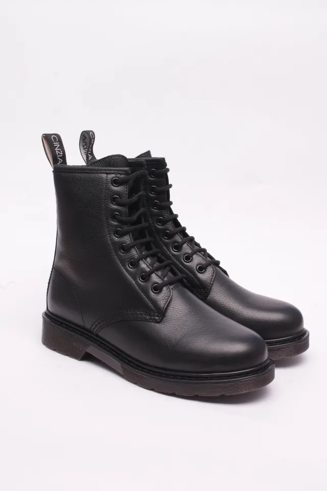 Cinzia Soft Stivali Tronchetto Pelle Black Tacco 3 cm