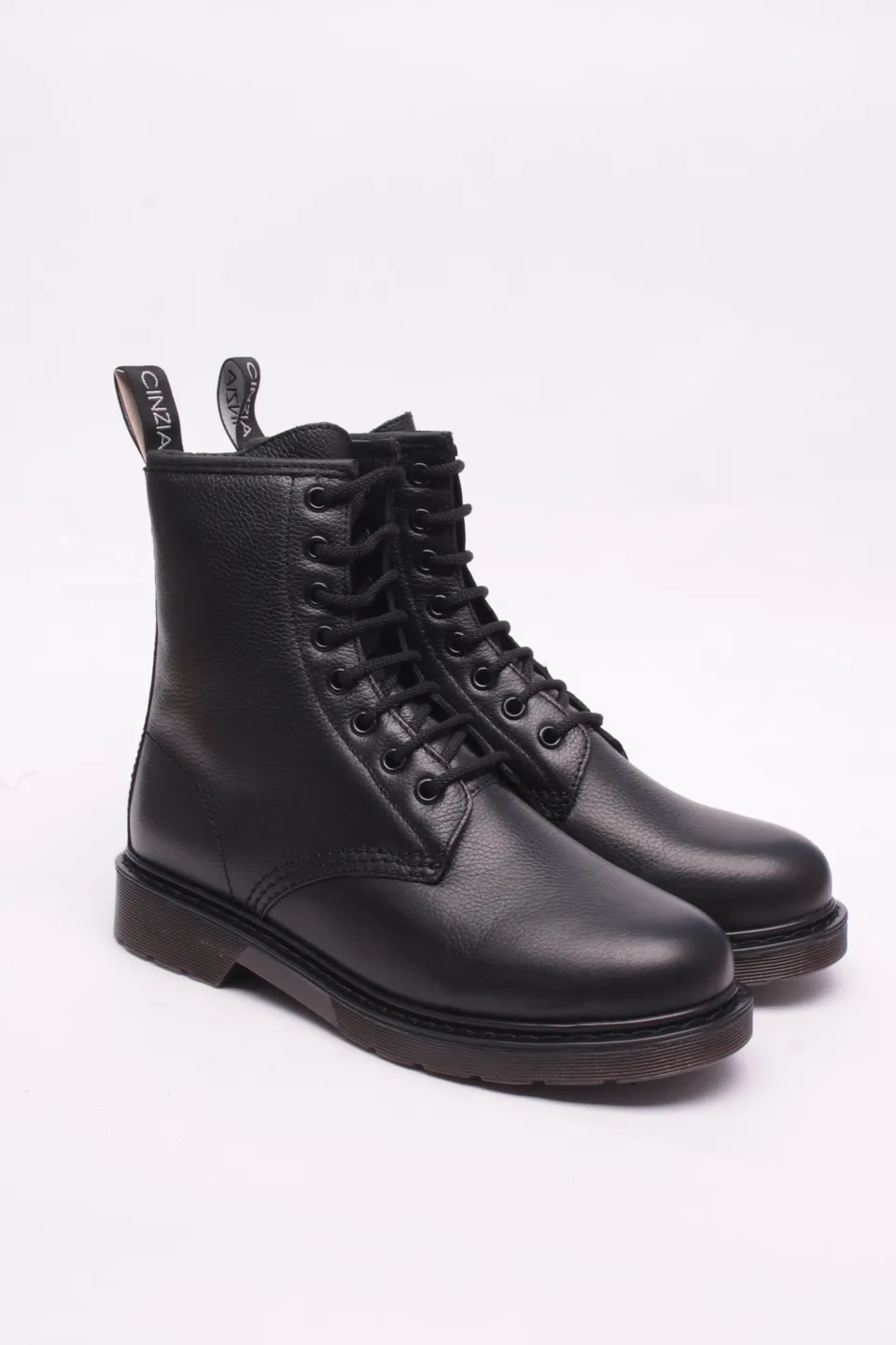 Cinzia Soft Stivali Tronchetto Pelle Black Tacco 3 cm