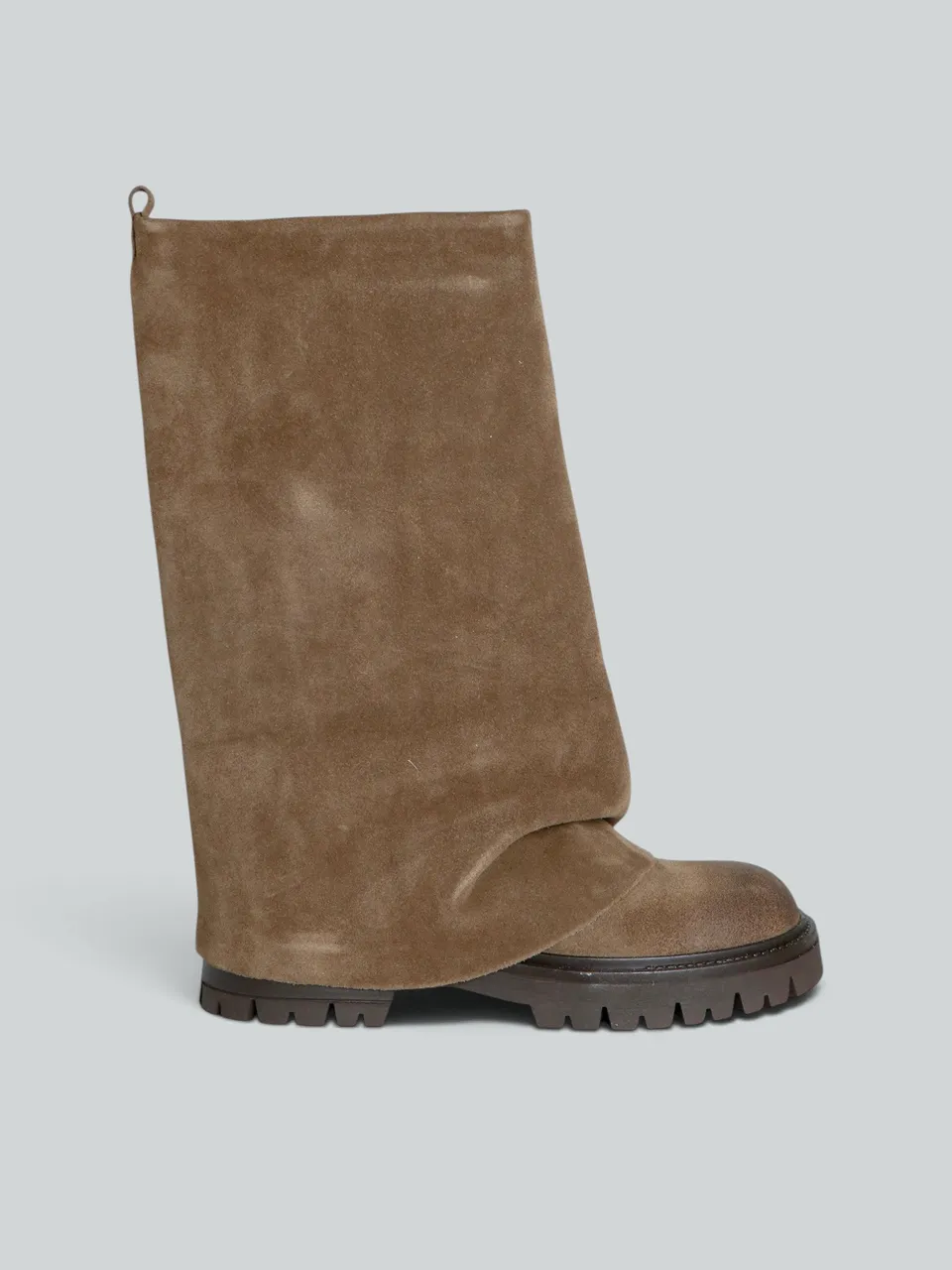 Ovyè Stivali con tacco Stivali in camoscio taupe tacco 4 cm
