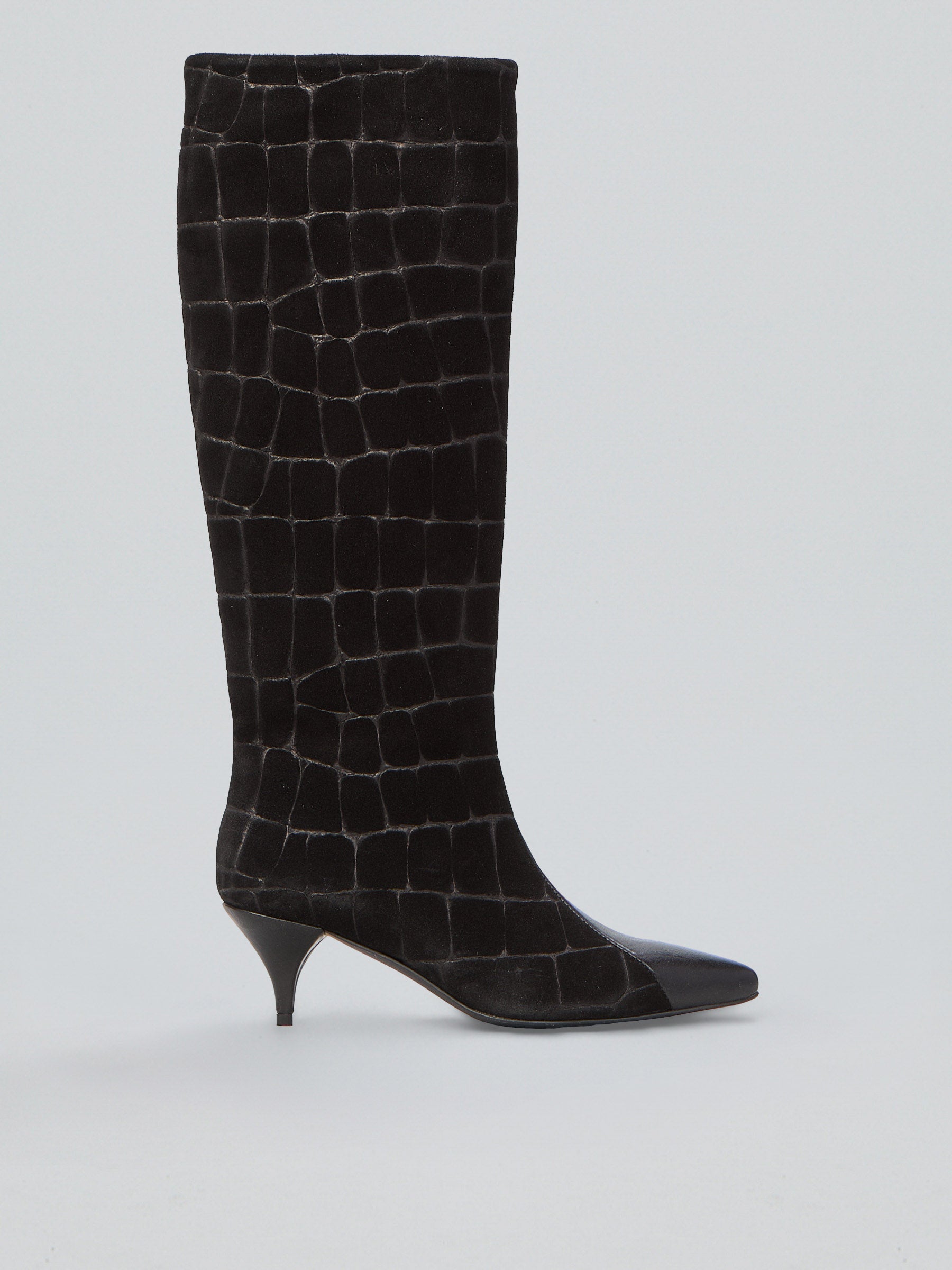 Ovyè Stivali pelle camoscio cocco nero tacco 6 cm