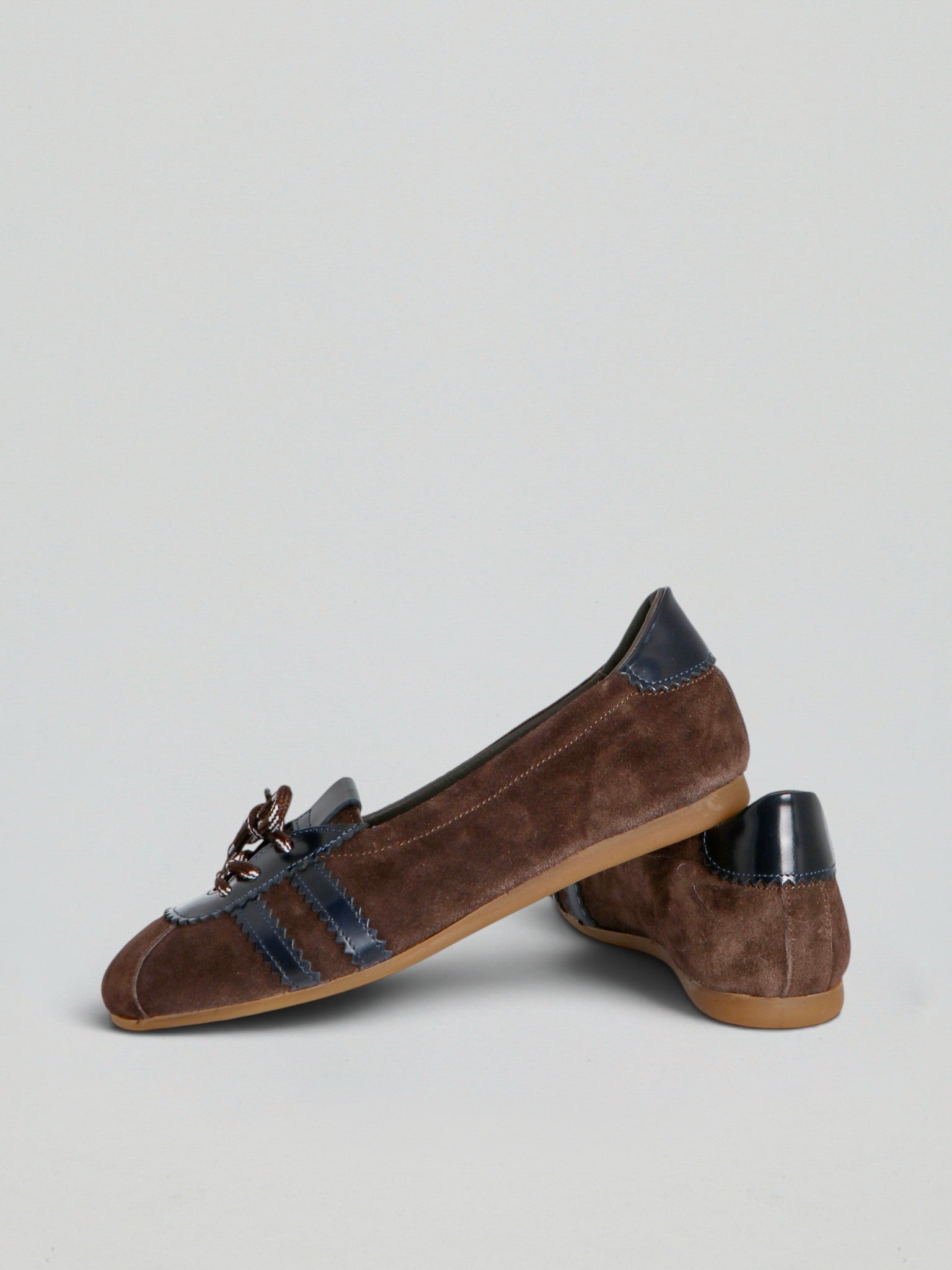Ovyè Ballerine camoscio ballerine moro-blu tacco 1 cm