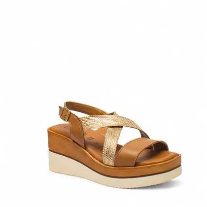 Cinzia Soft Sandali Donna Pelle Wood Platino Zeppa