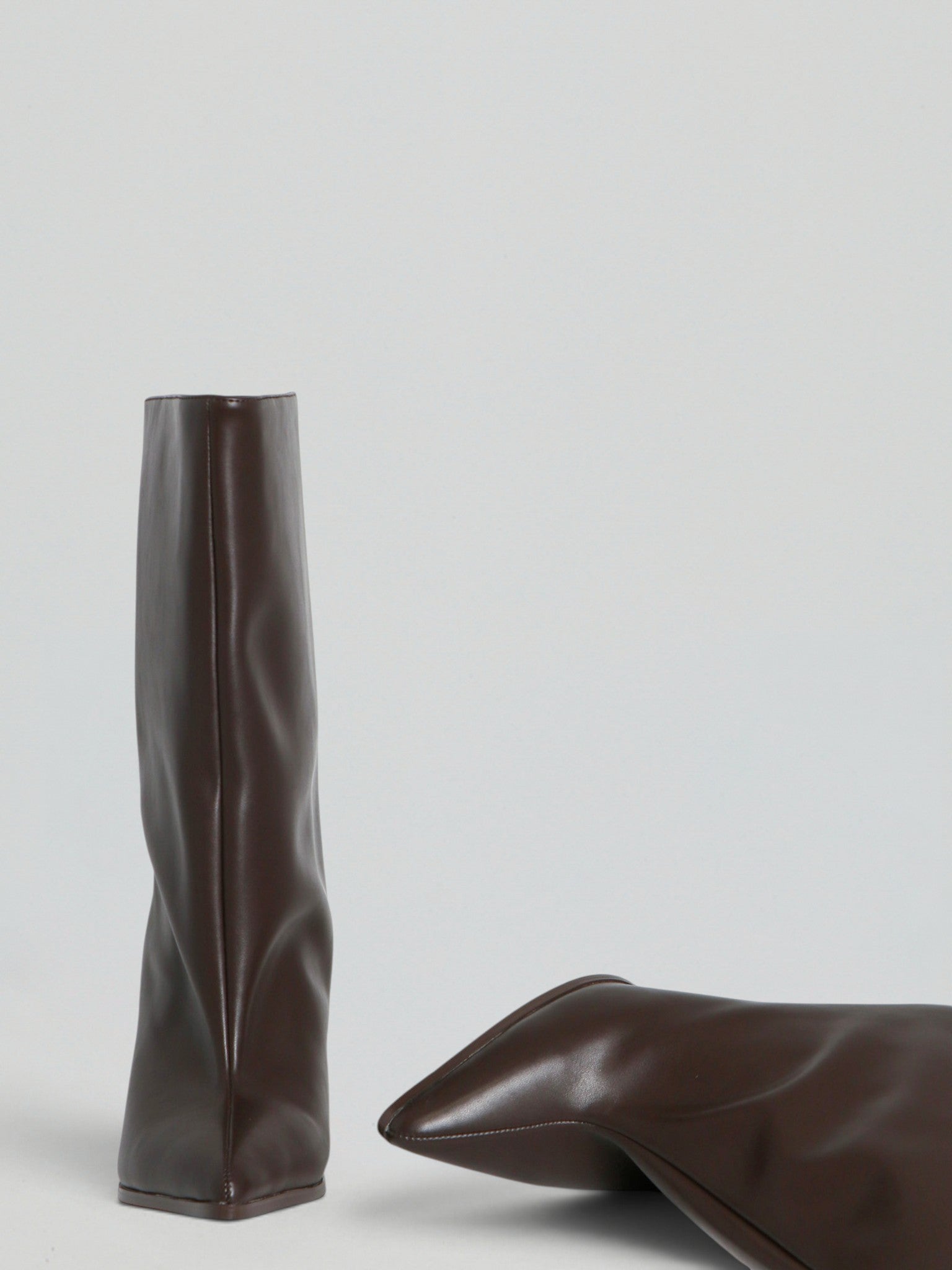 Ovyè Stivali ecopelle caffè tacco 7 cm taglia 38