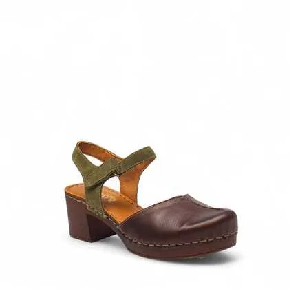 Cinzia Soft Sandali Tortora Ebano Pelle Zoccoli Donna