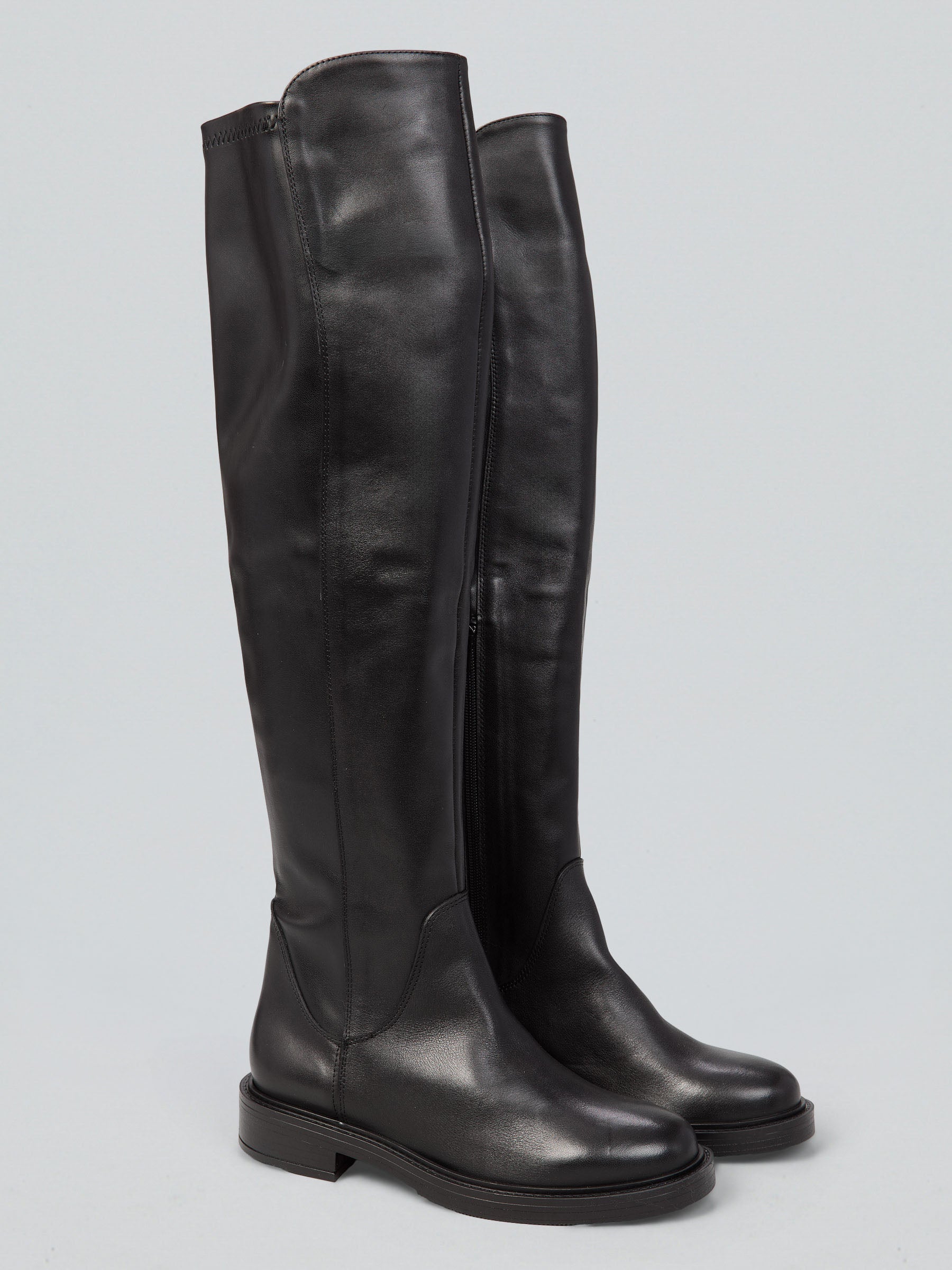 Ovyè Stivali con tacco stretch pelle neri 3 cm