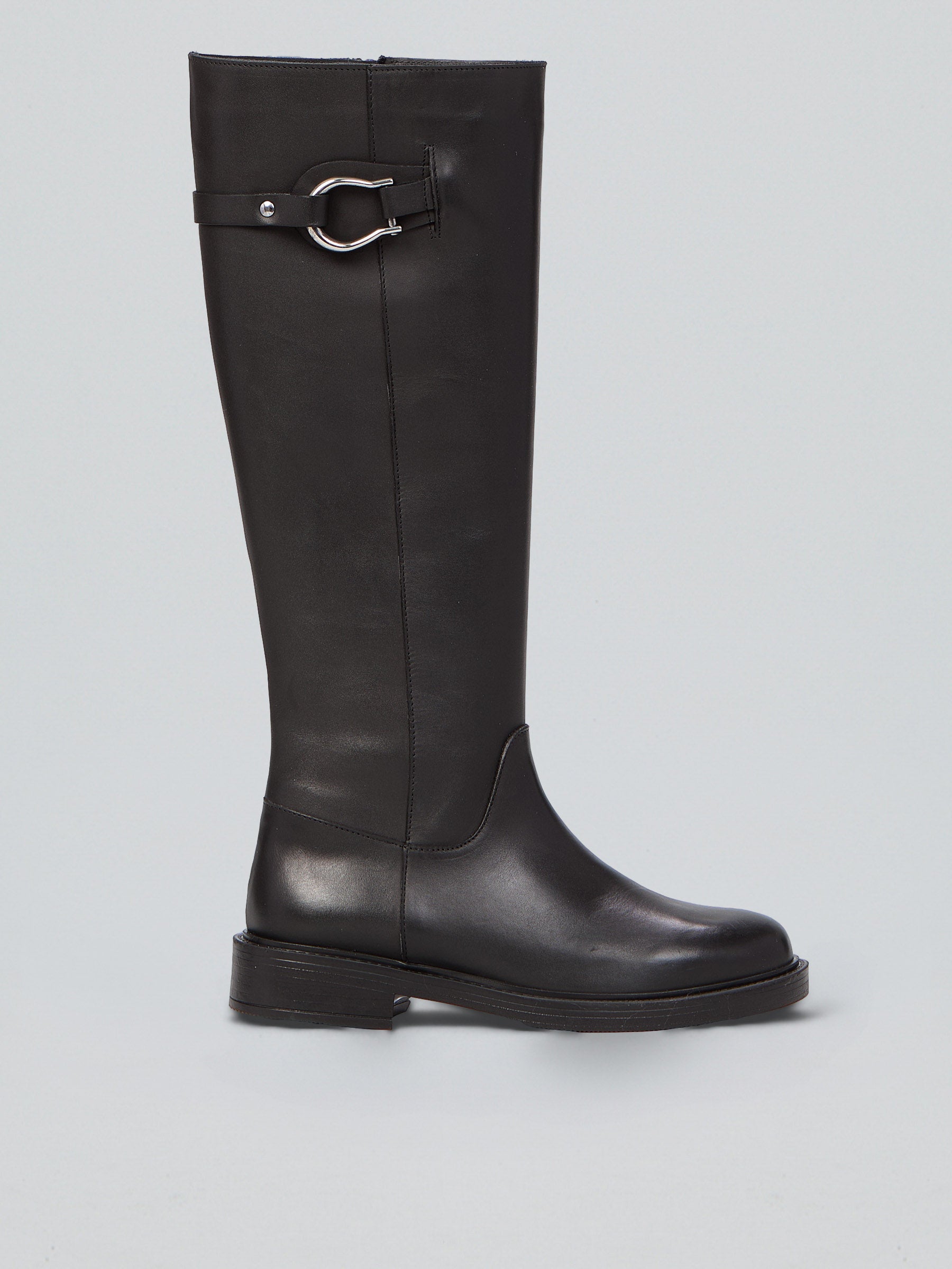 Ovyè Stivali con tacco pelle nera fibbia tacco 3 cm taglia 38