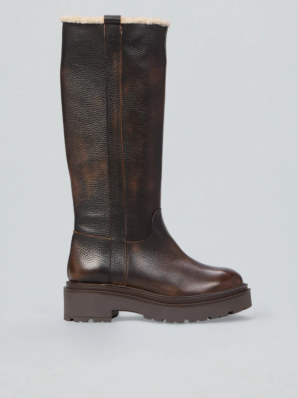 Ovyè Stivali con tacco Stivali in pelle moro tacco 5 cm