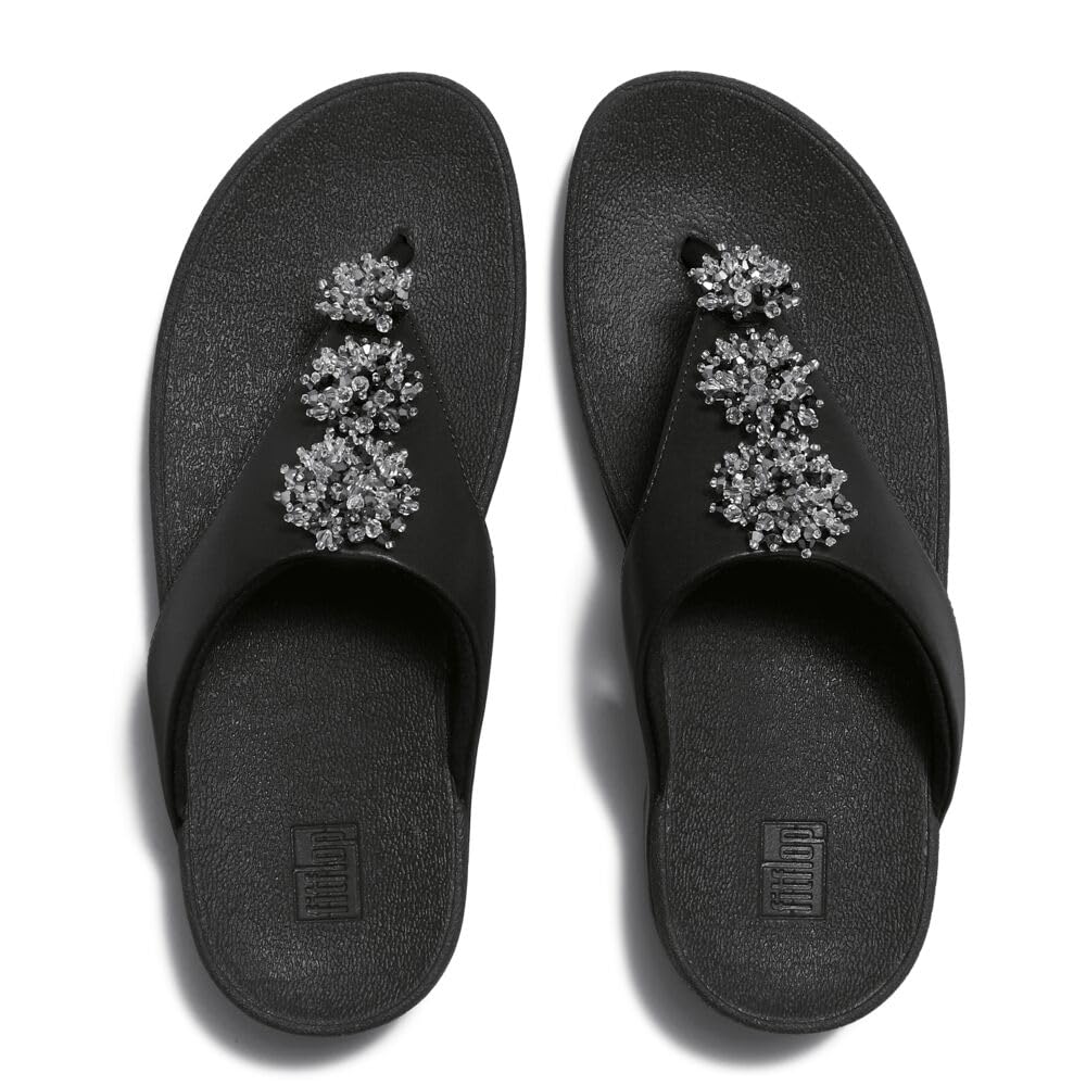 FitFlop Flowrise Adornment Toe-Post sandali donna nero