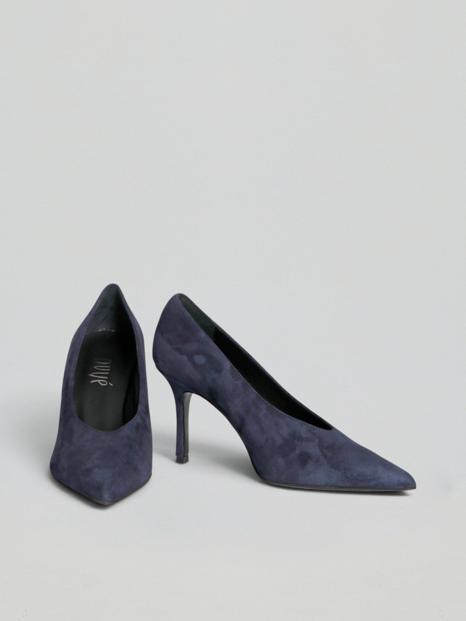 Ovyè Décolleté in camoscio décolleté blu tacco 8 cm