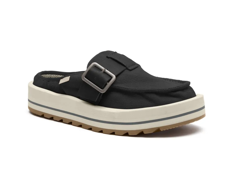 Sanuk Donna Sash-Hey sabot donna Nero cotone con zeppa