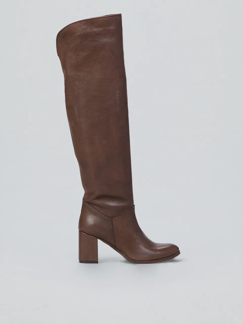 Ovyè Stivali con tacco pelle cioccolato stivali tacco 8 cm