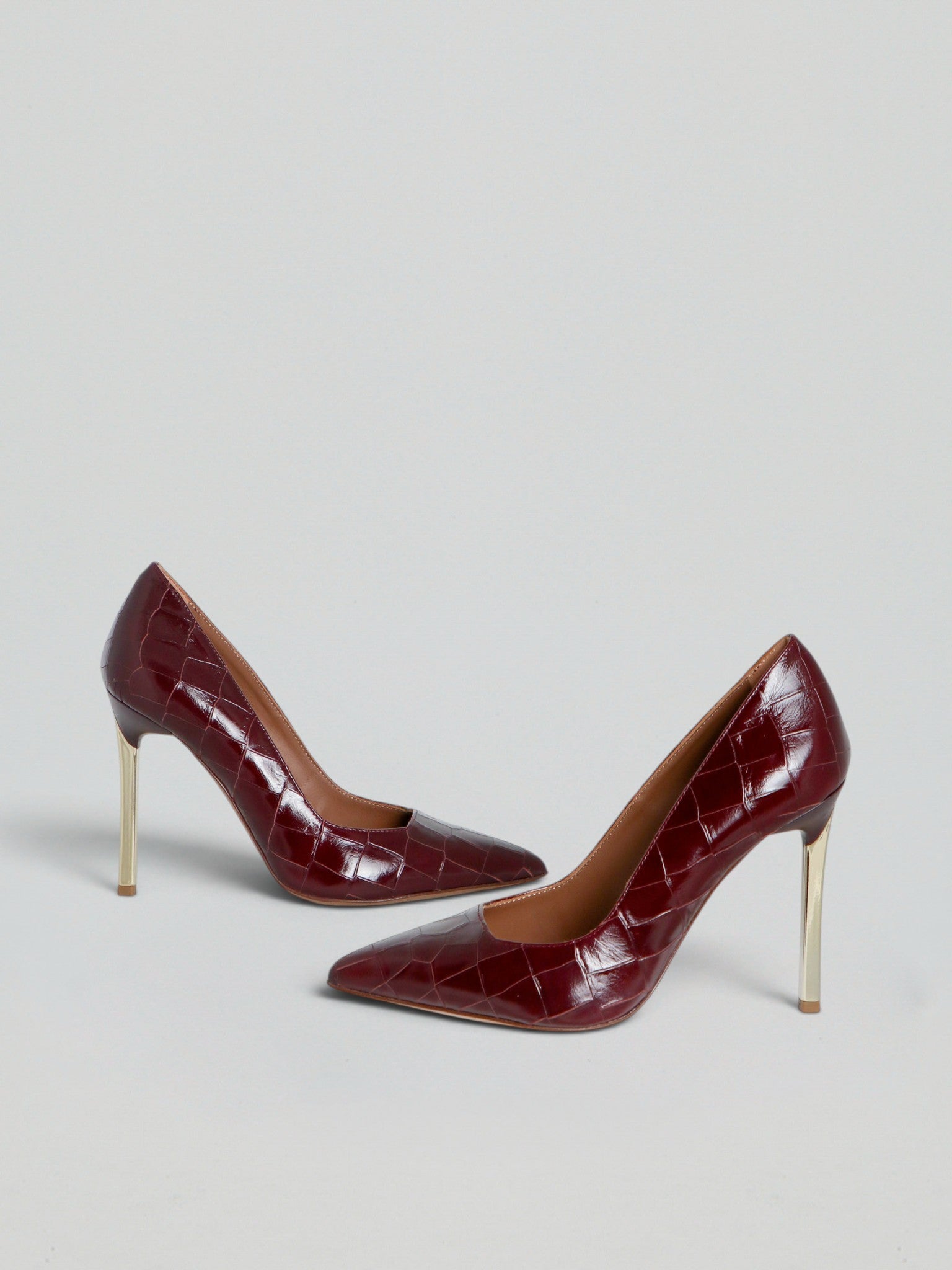 Ovyè Décolleté e Slingback pelle stampa cocco bordeaux tacco 10 cm