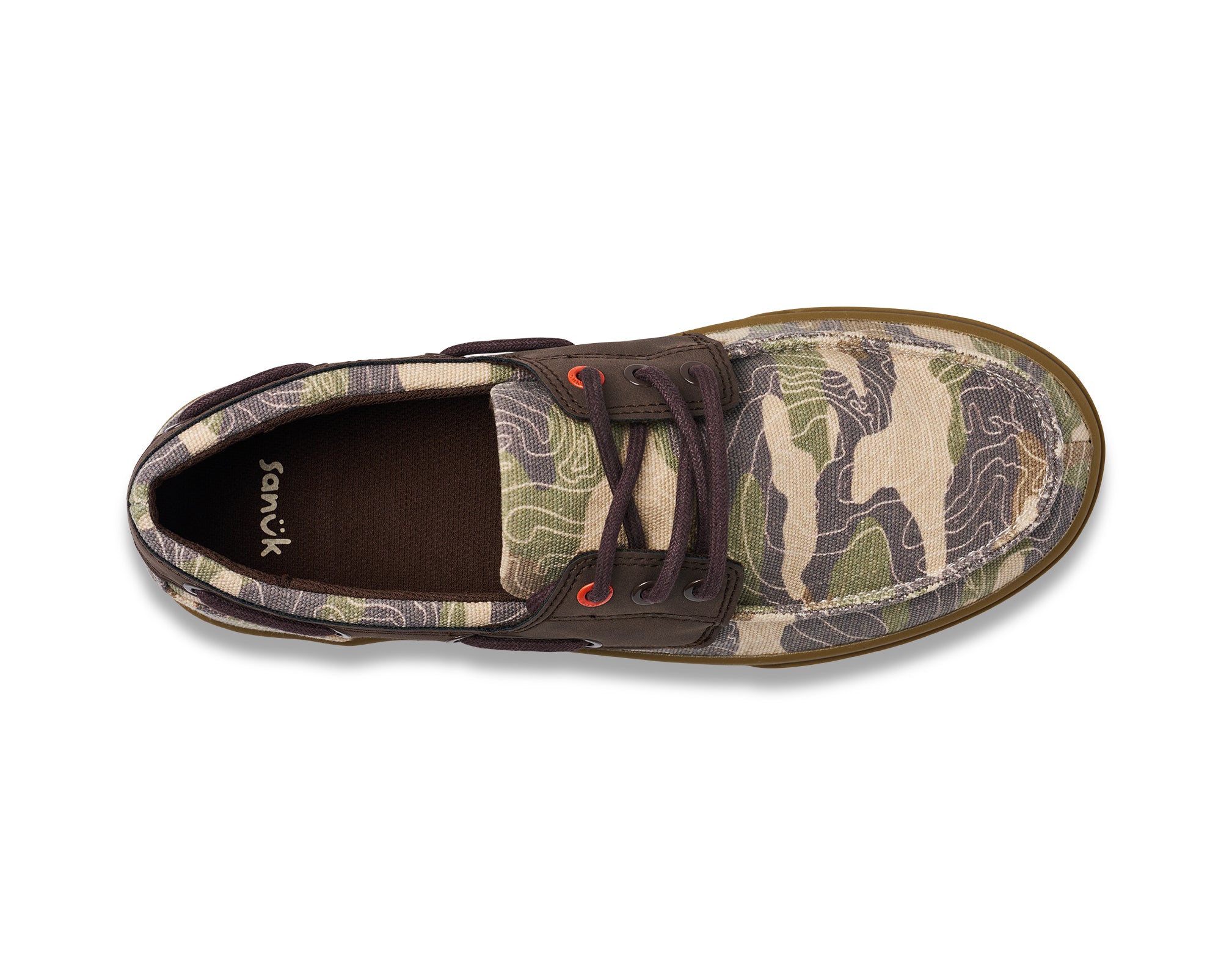 Sanuk Hava-Boat scarpe uomo Topo Camo pelle