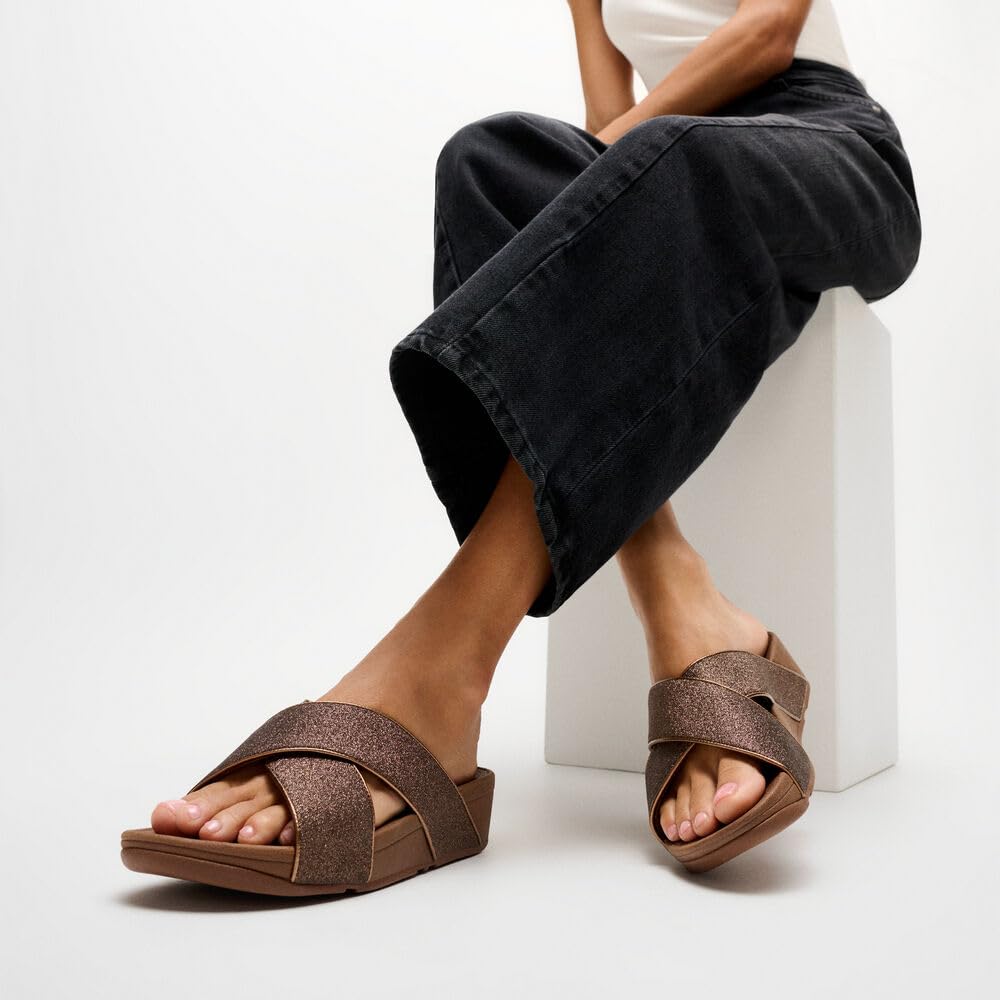 FitFlop Lulu Glitterdust Slides Ciabatte Platino 39 EU