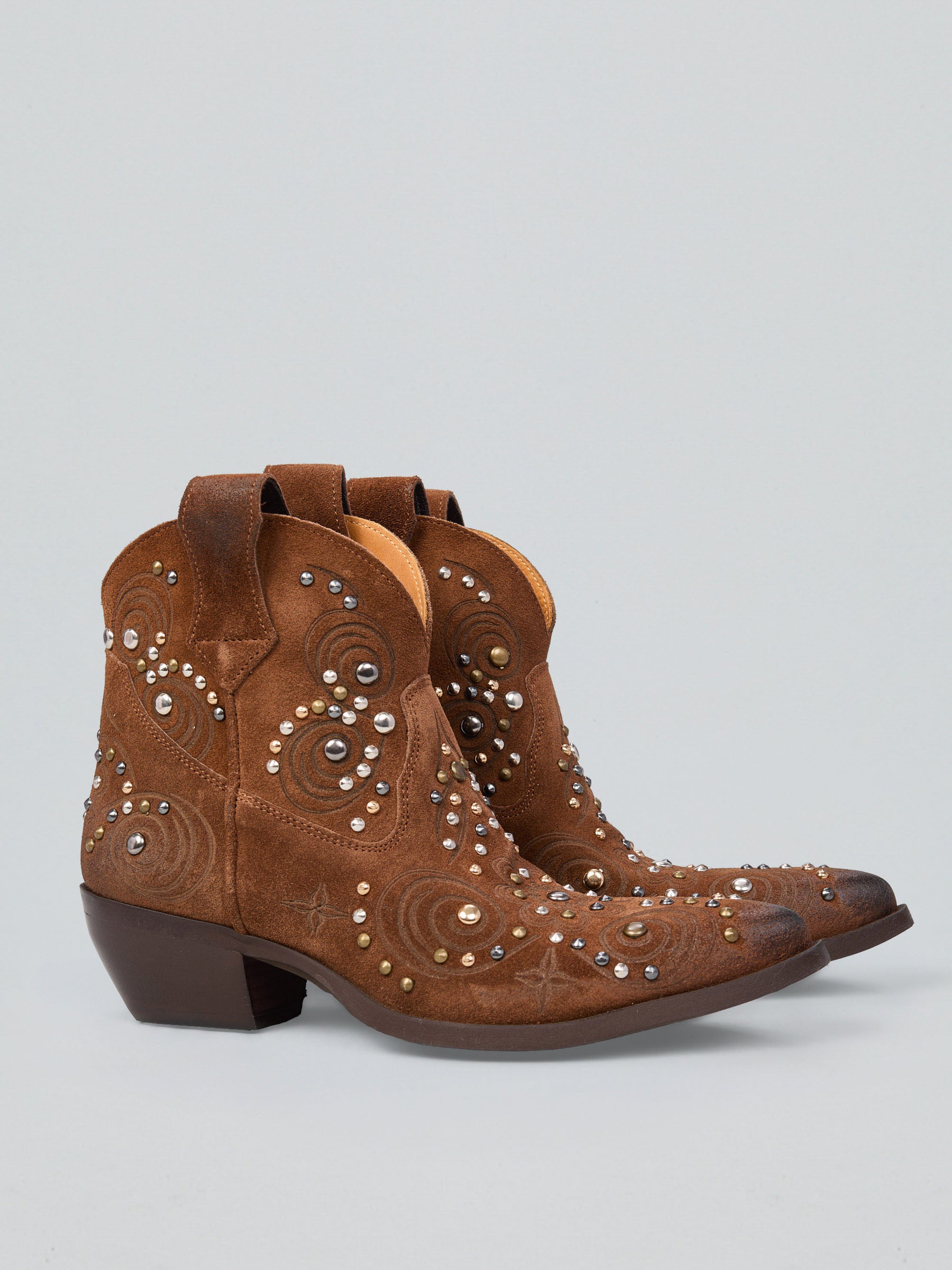 Ovyè Stivali con tacco Texani camoscio brandy tacco 5 cm