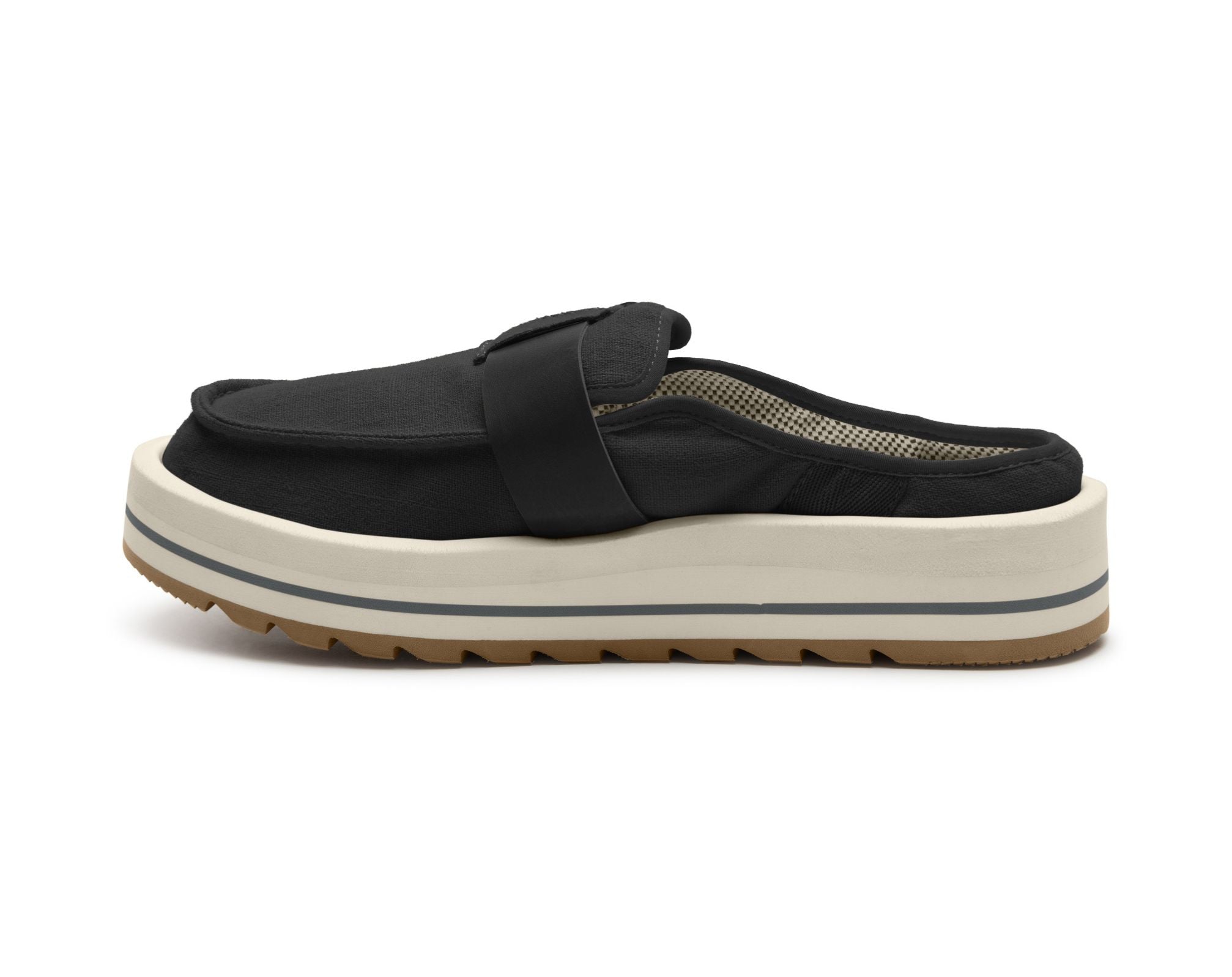 Sanuk Donna Sash-Hey sabot donna Nero cotone con zeppa
