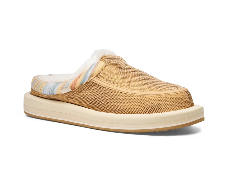 Sanuk Donna Cozy pantofole donna Tan pelliccia sintetica