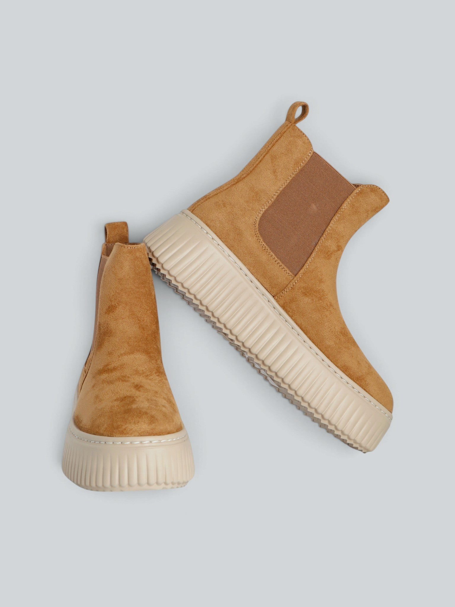 Ovyè Chelsea boots platform microfibra camel platform 5 cm