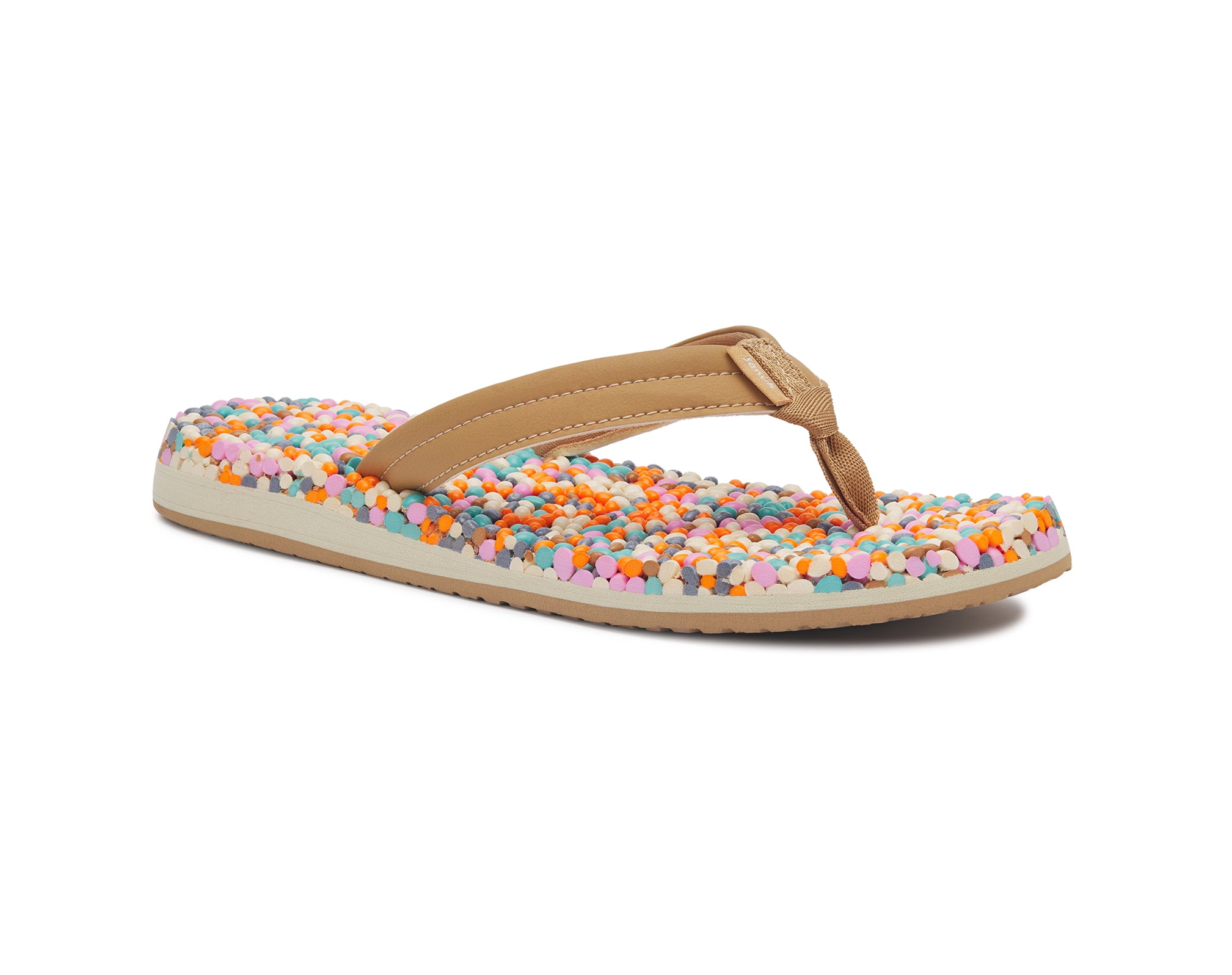 Sanuk Bubblecush infradito donna Tan con perline