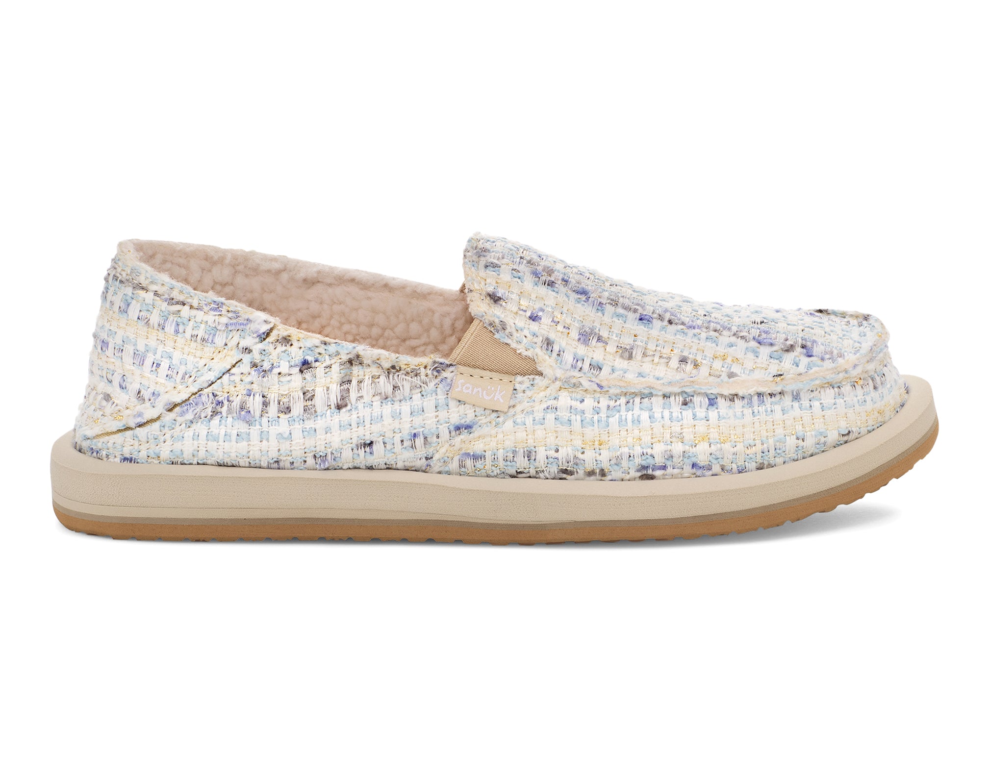 Sanuk Donna Tweed Chill slip on donna white multi tweed