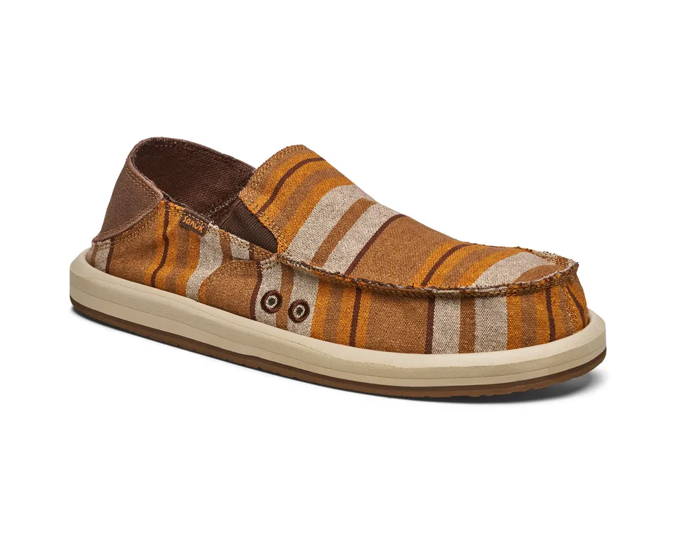 Sanuk Donny Novelty scarpe uomo slip-on tela cotone