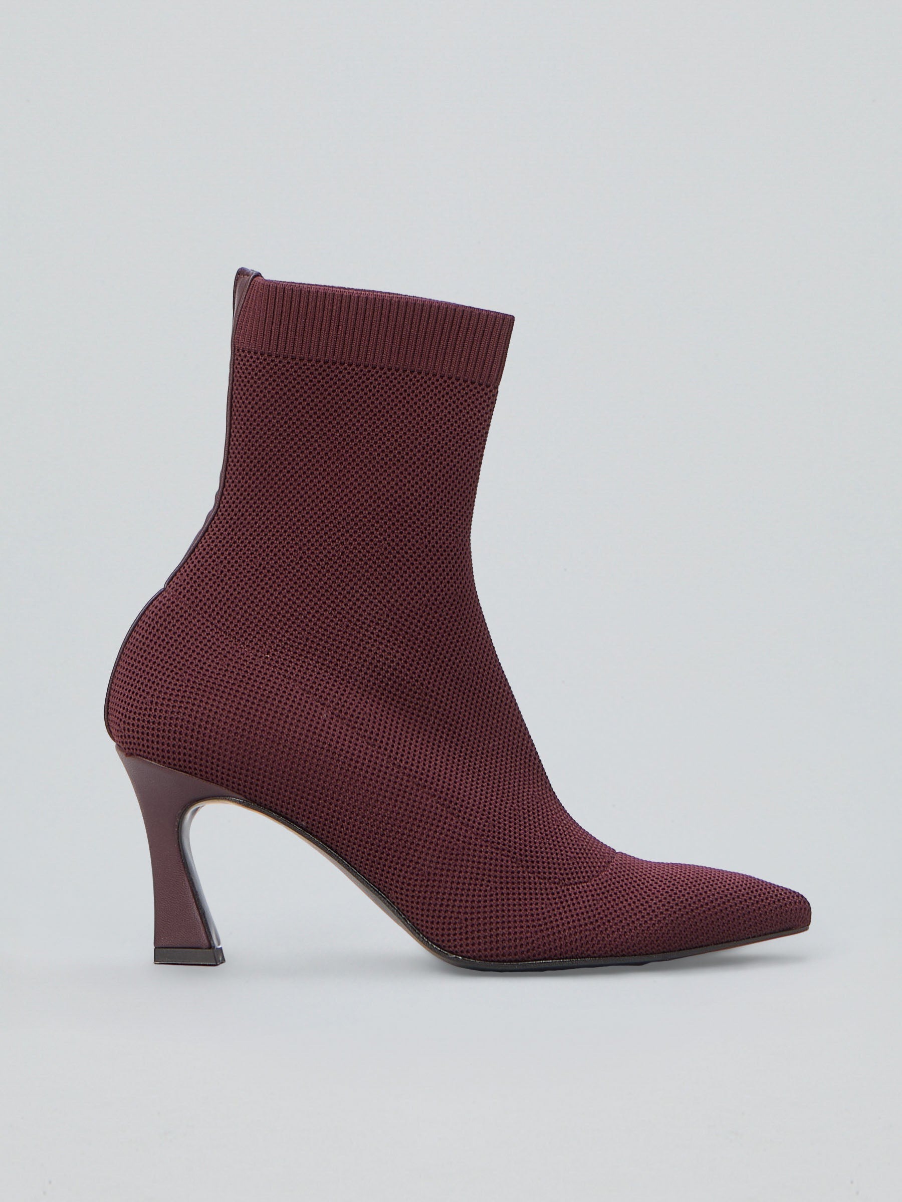 Ovyè Tronchetti con tacco tessuto bordeaux tacco 8 cm