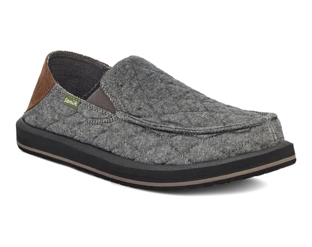Sanuk Donny Quilted mocassini uomo Charcoal in cotone