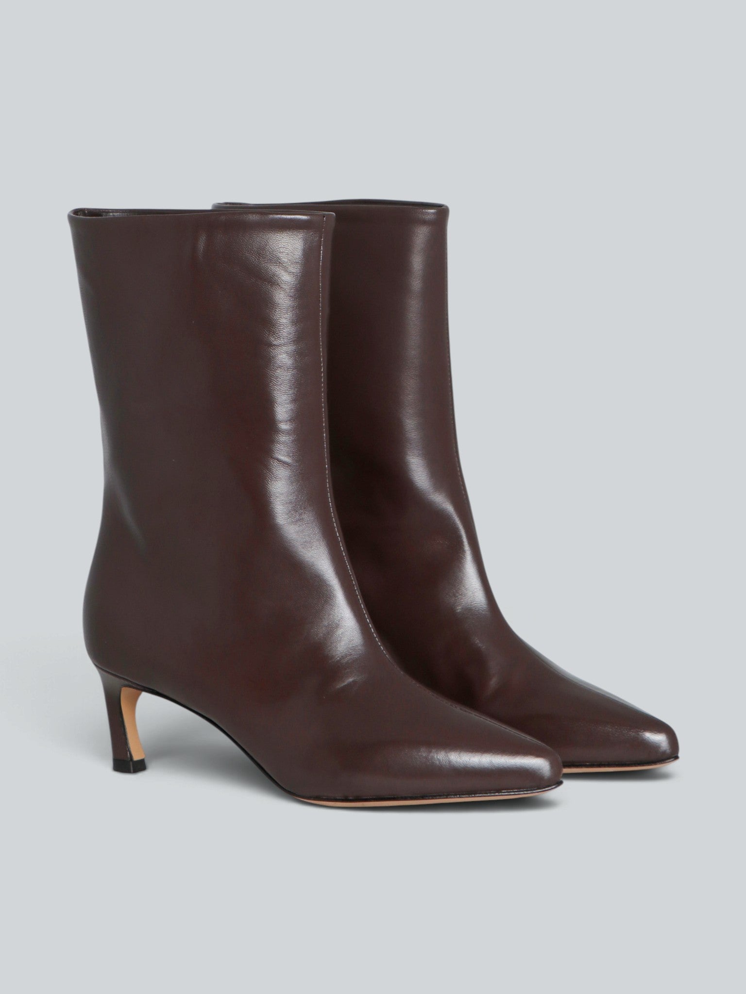 Ovyè Tronchetti con tacco in pelle moro tacco 7 cm