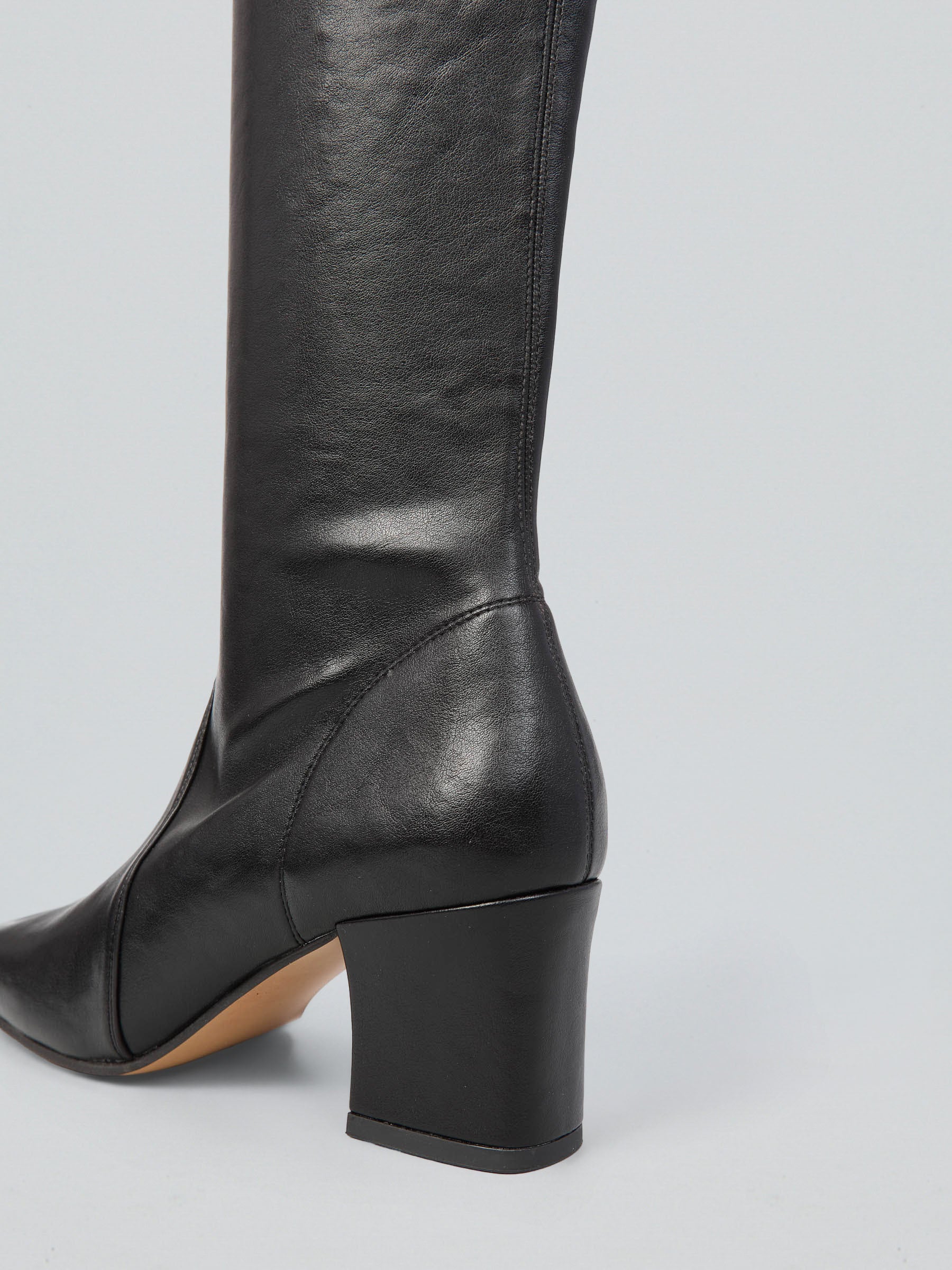 Ovyè Stivali stretch ecopelle stivali neri tacco 6 cm cerniera