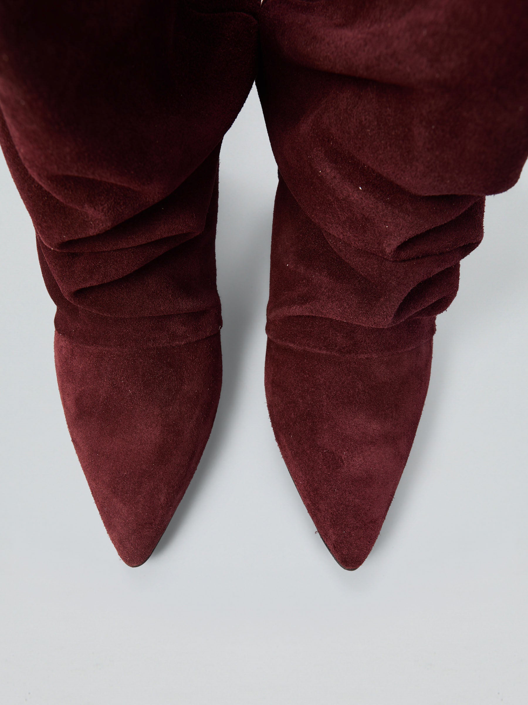 Ovyè Tronchetti in camoscio arricciati tronchetti bordo zeppa 5 cm