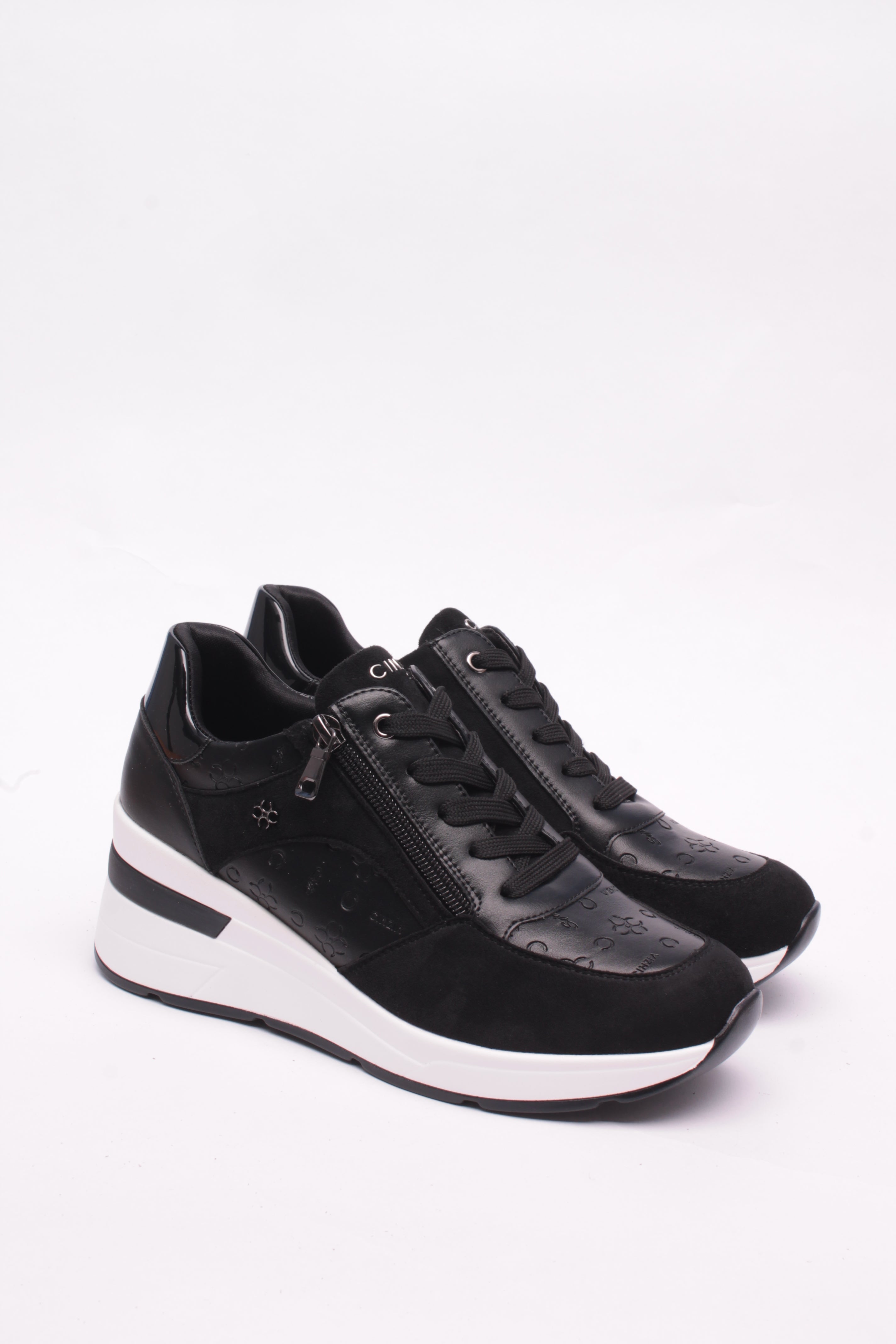 Cinzia Soft CN2050 Sneakers Donna Nero Taupe Tacco 3 cm