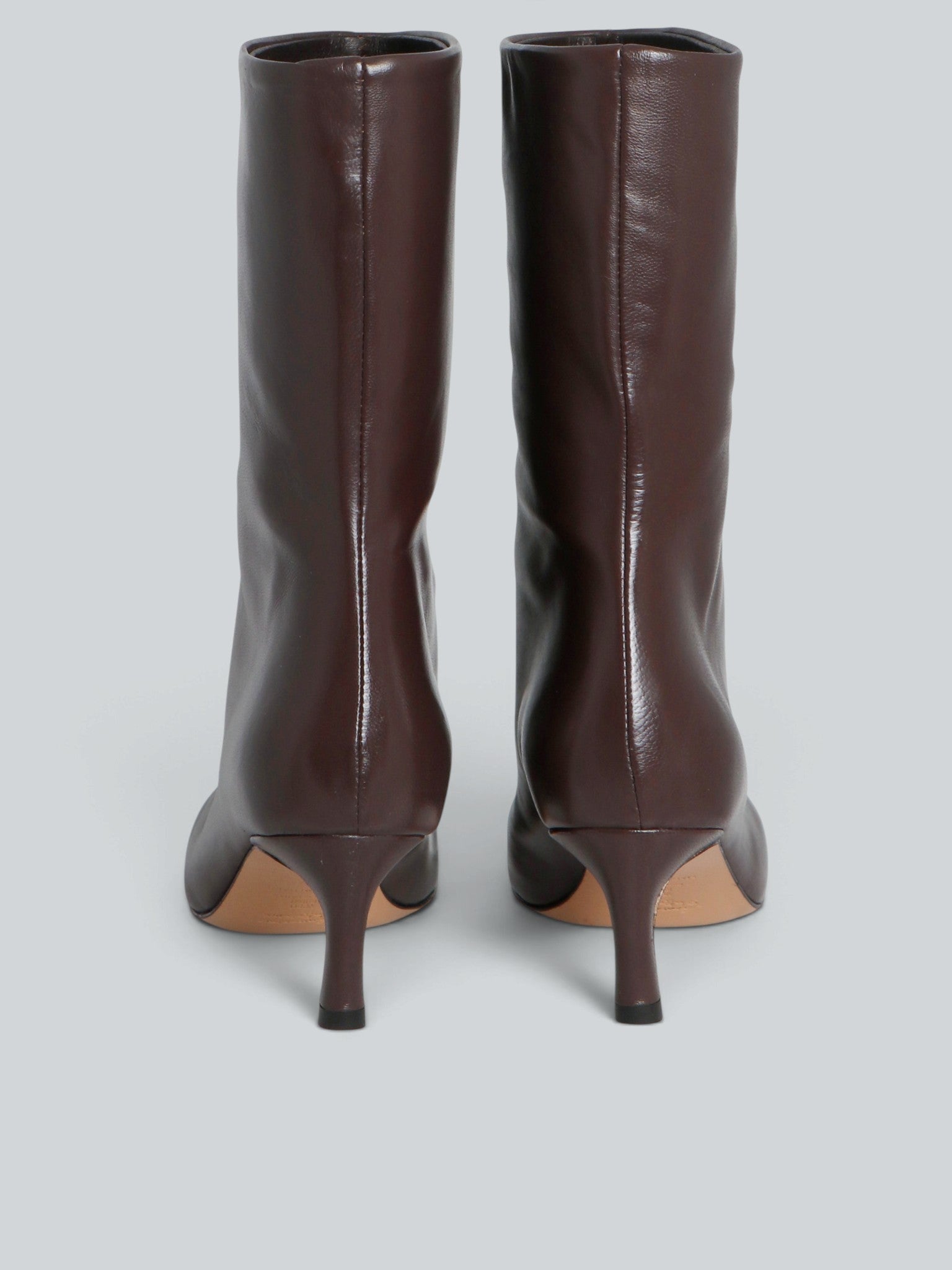 Ovyè Tronchetti con tacco in pelle moro tacco 7 cm