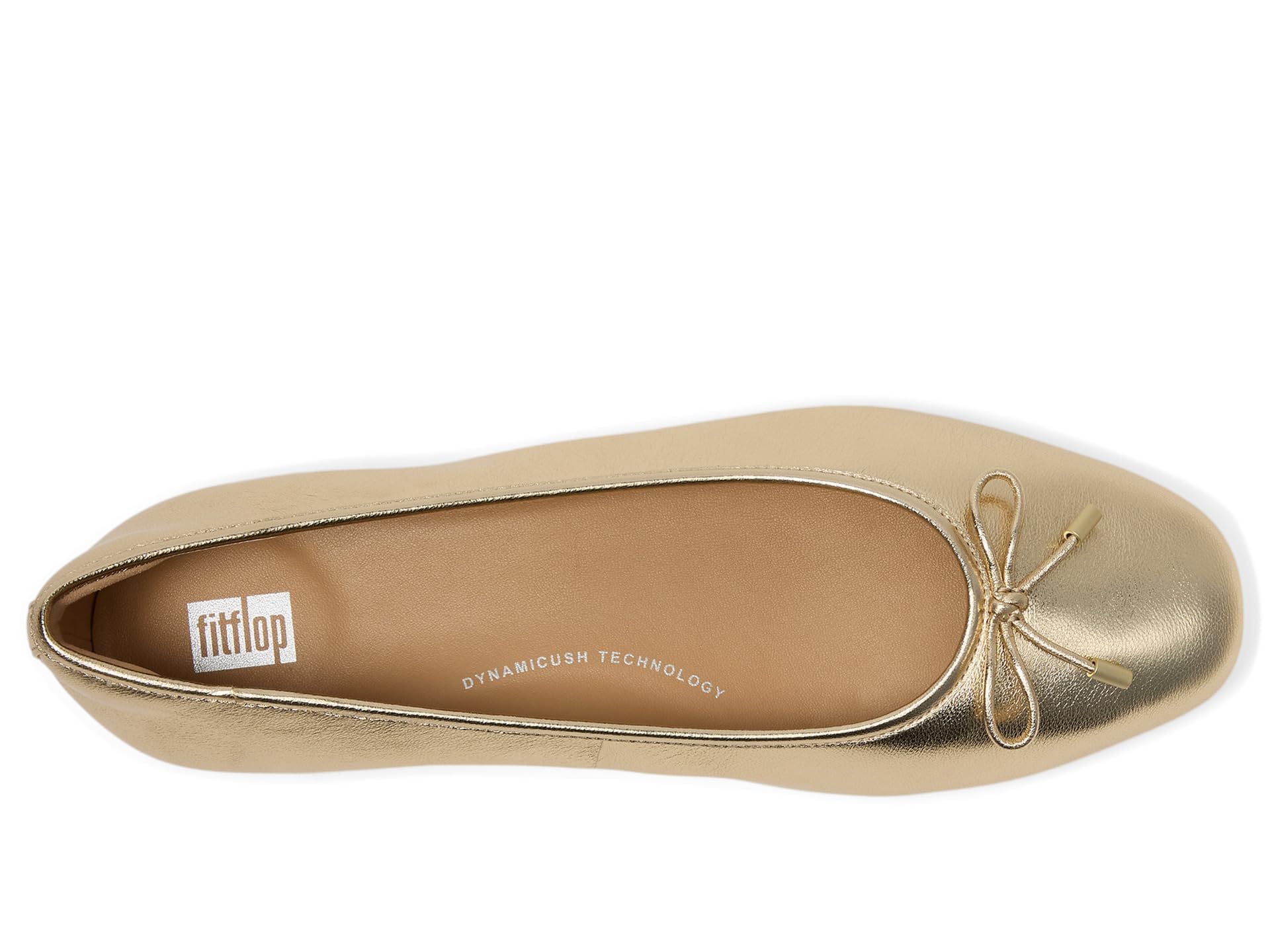 FitFlop Delicato Bow Soft Metallic-Leather Ballerine Argento
